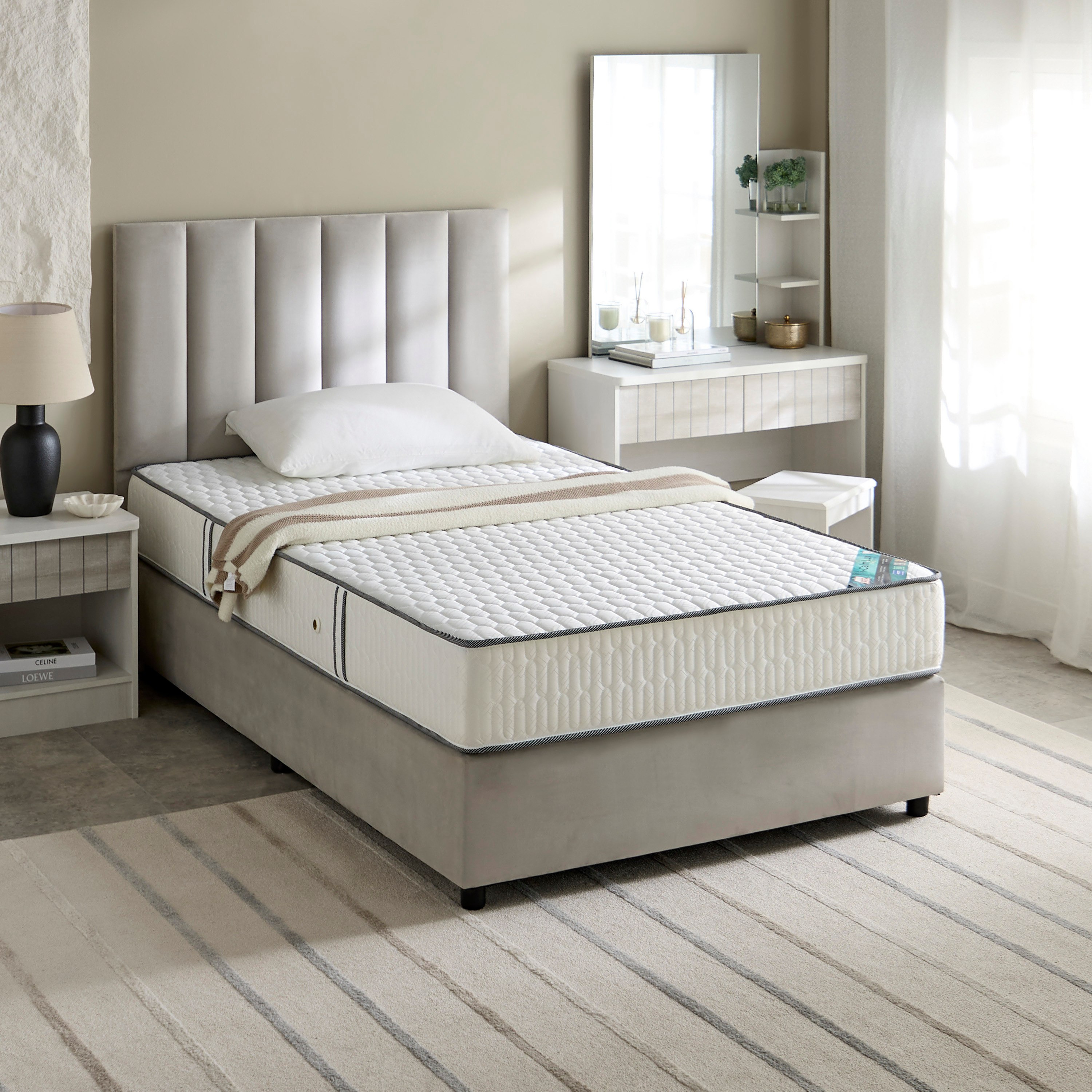 SleepEase iCalm Lux Medium Firm Side Foam Encased Bonnell Spring Twin Mattress - 120x200x22 cm-hbxfurniture-mattresses-twin-image-12