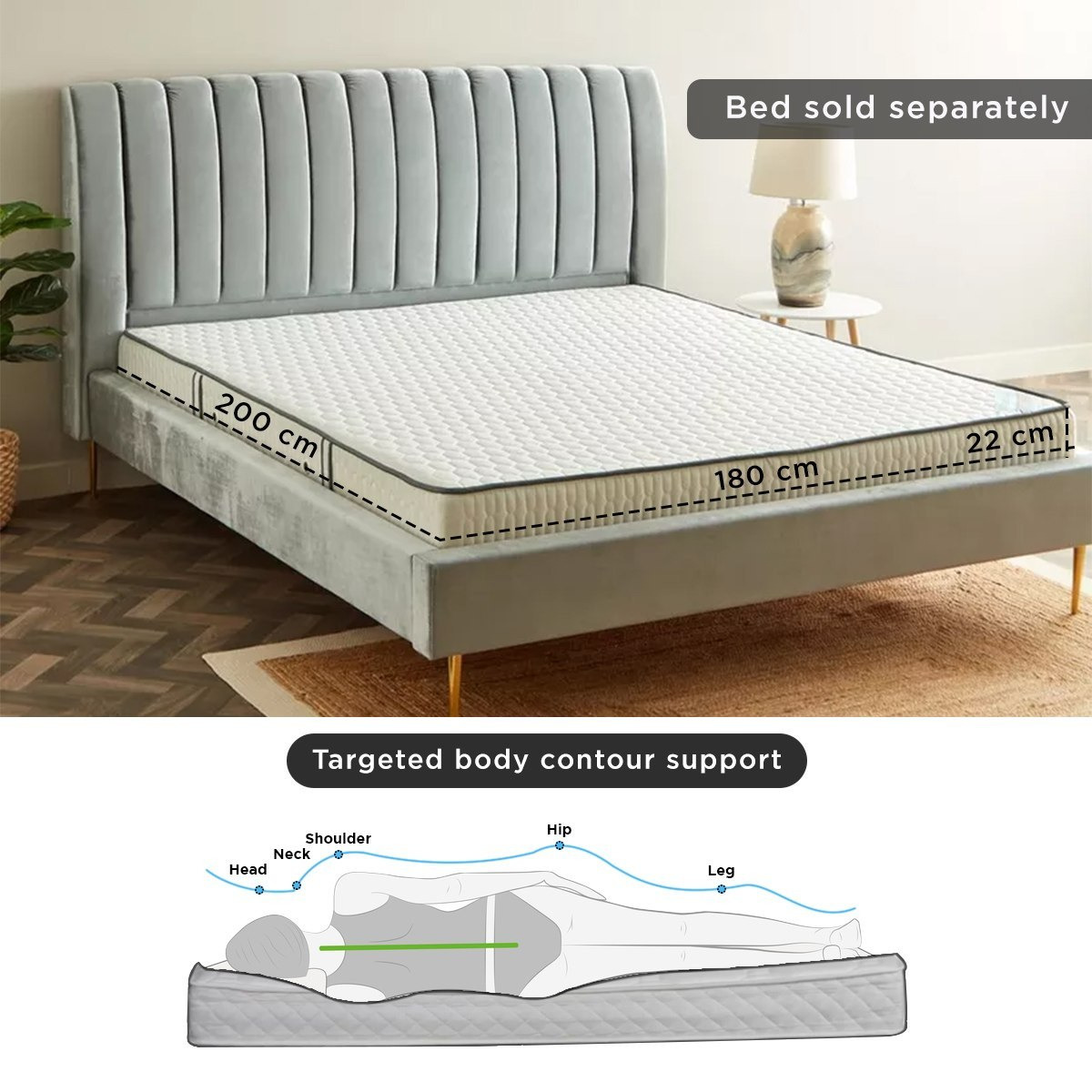 SleepEase iCalm Lux Medium Firm Side Foam Encased Bonnell Spring King Mattress - 180x200x22 cm -hbxfurniture-mattresses-king-image-11