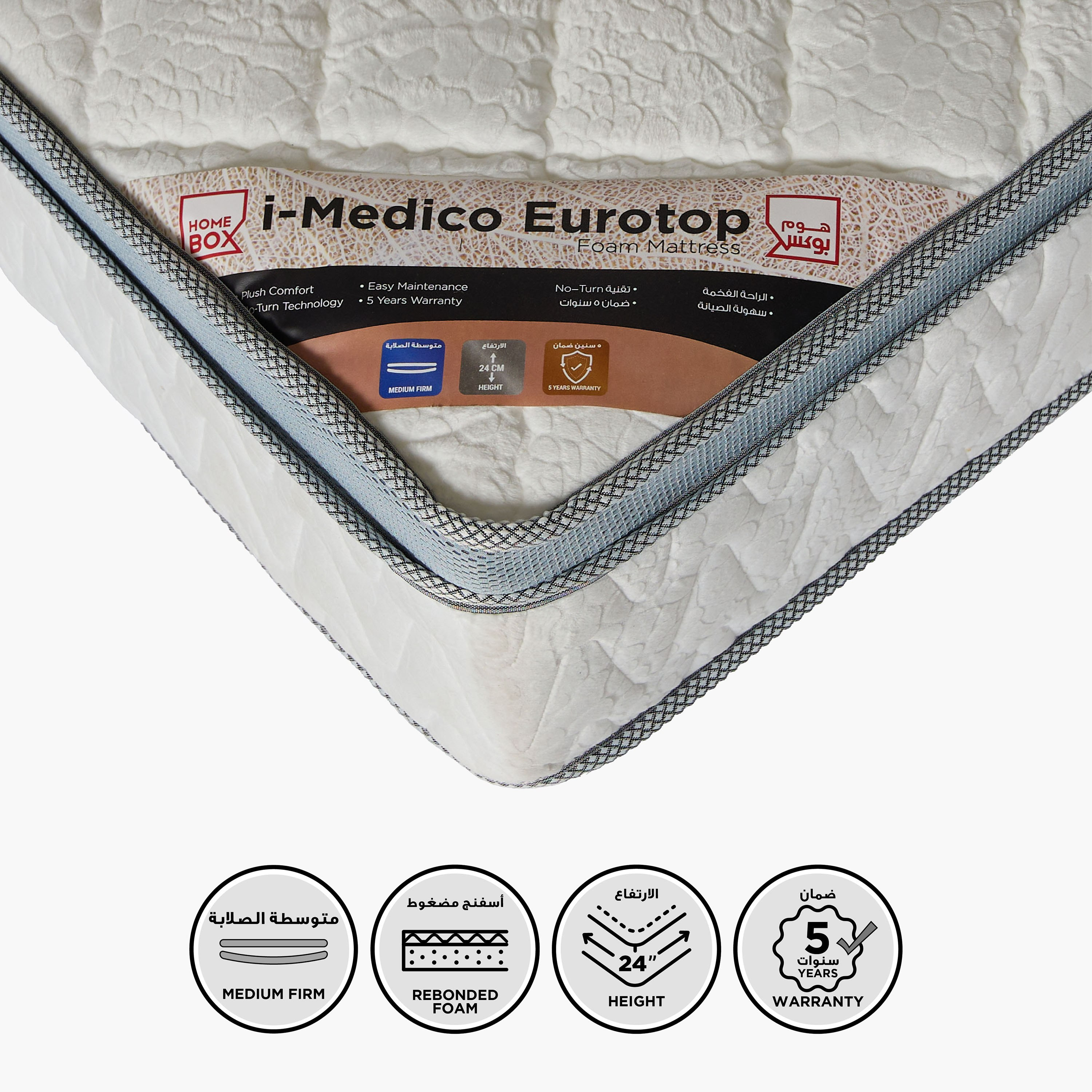 SleepNest iMedico Eurotop Medium Firm Rebonded Foam Single Mattress - 90x190x24 cm-hbxfurniture-bedroom-mattresses-single-image-1