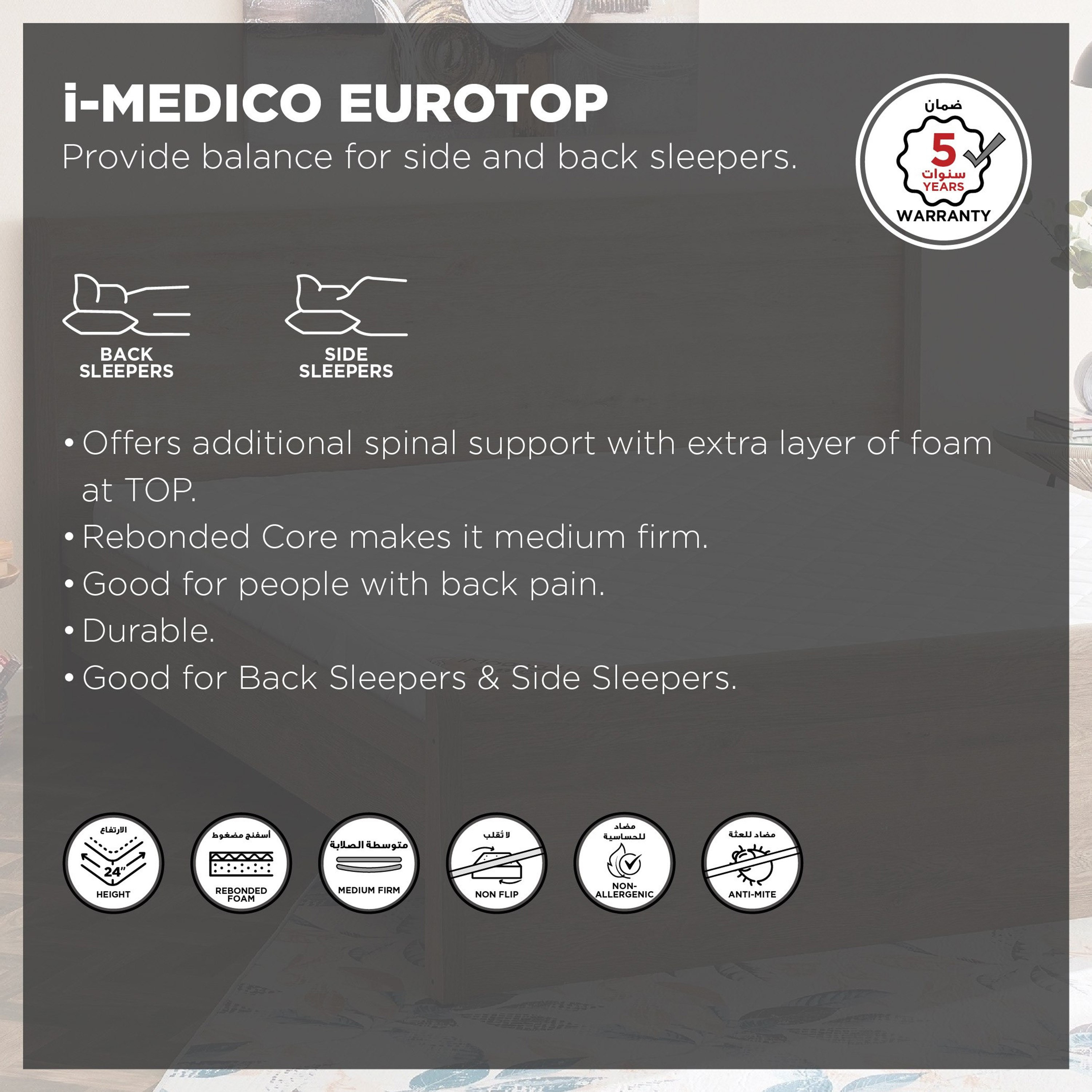 SleepNest iMedico Eurotop Medium Firm Rebonded Foam Single Mattress - 90x190x24 cm-hbxfurniture-bedroom-mattresses-single-image-4