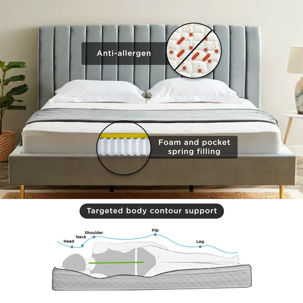 SleepNest iGolden Comfort Lux Medium Firm Pocket Spring Twin Mattress - 120x200x25 cm-hbxfurniture-mattresses-twin-image-11