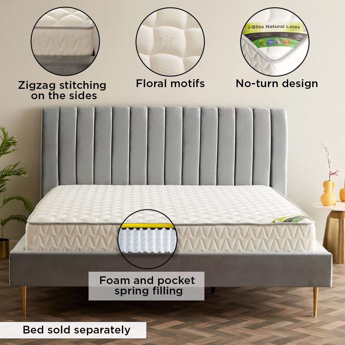 SleepLuxe iBliss Natural Latex Medium Firm Pocket Spring King Mattress - 180x200x28 cm-hbxfurniture-mattresses-king-image-11