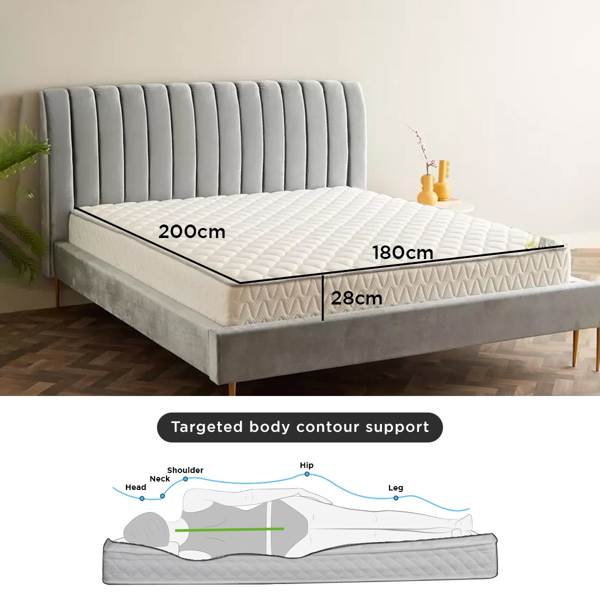 SleepLuxe iBliss Natural Latex Medium Firm Pocket Spring King Mattress - 180x200x28 cm-hbxfurniture-mattresses-king-image-13