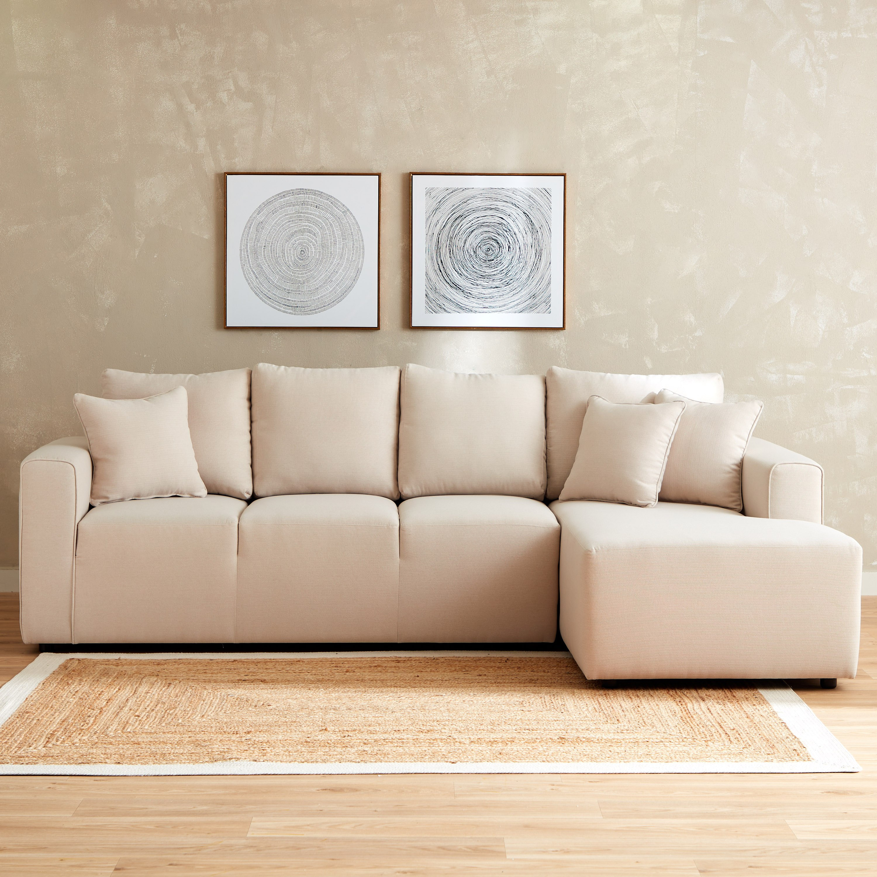 Sedona 4-Seater Fabric Right Corner Sofa with 3 Cushions-hbxlivingroom-sofasandarmchairs-cornersofas-image-1