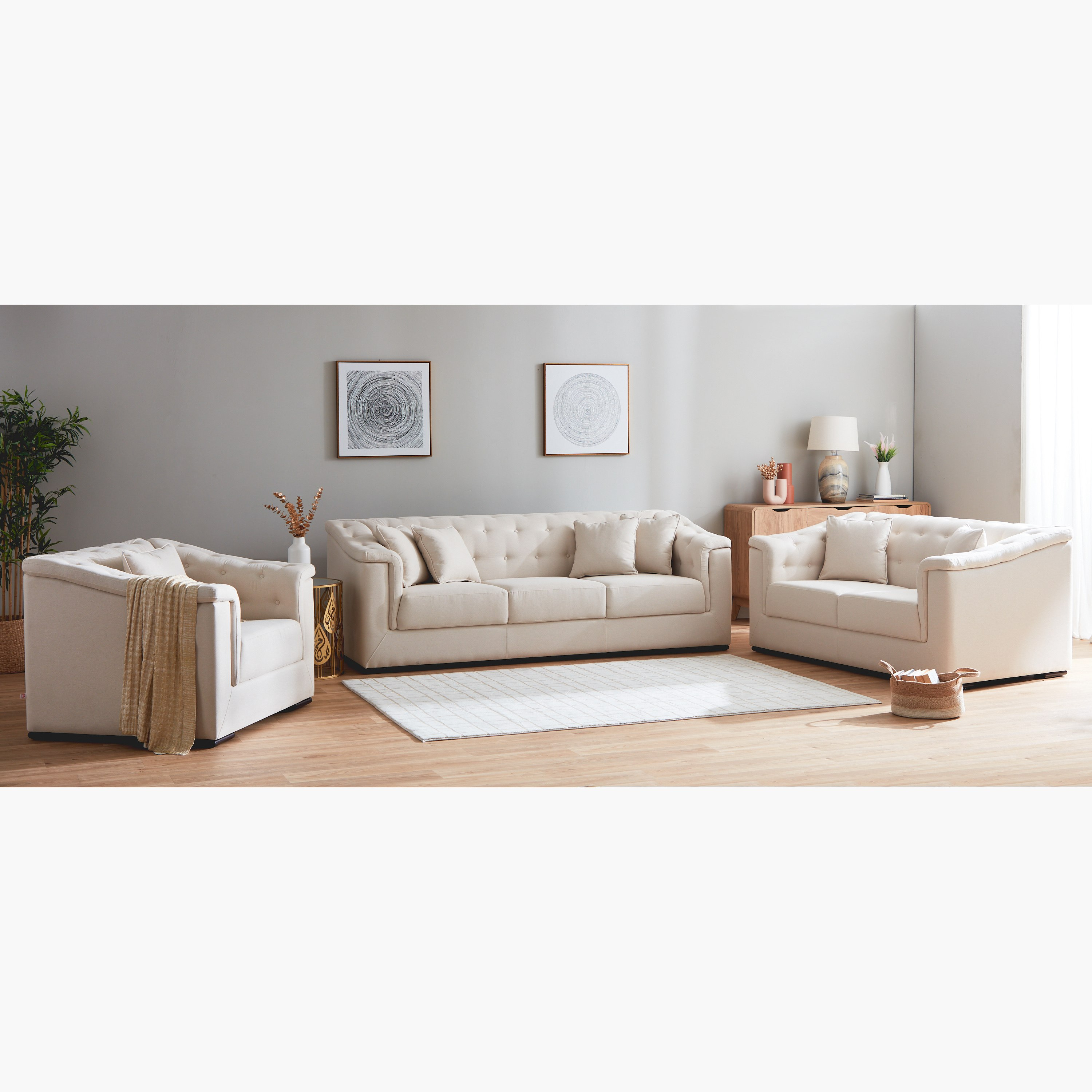 كنبة قماش مقعدين مع 2 وسائد من سندريلا-hbxlivingroom-sofasandarmchairs-sofas-image-9
