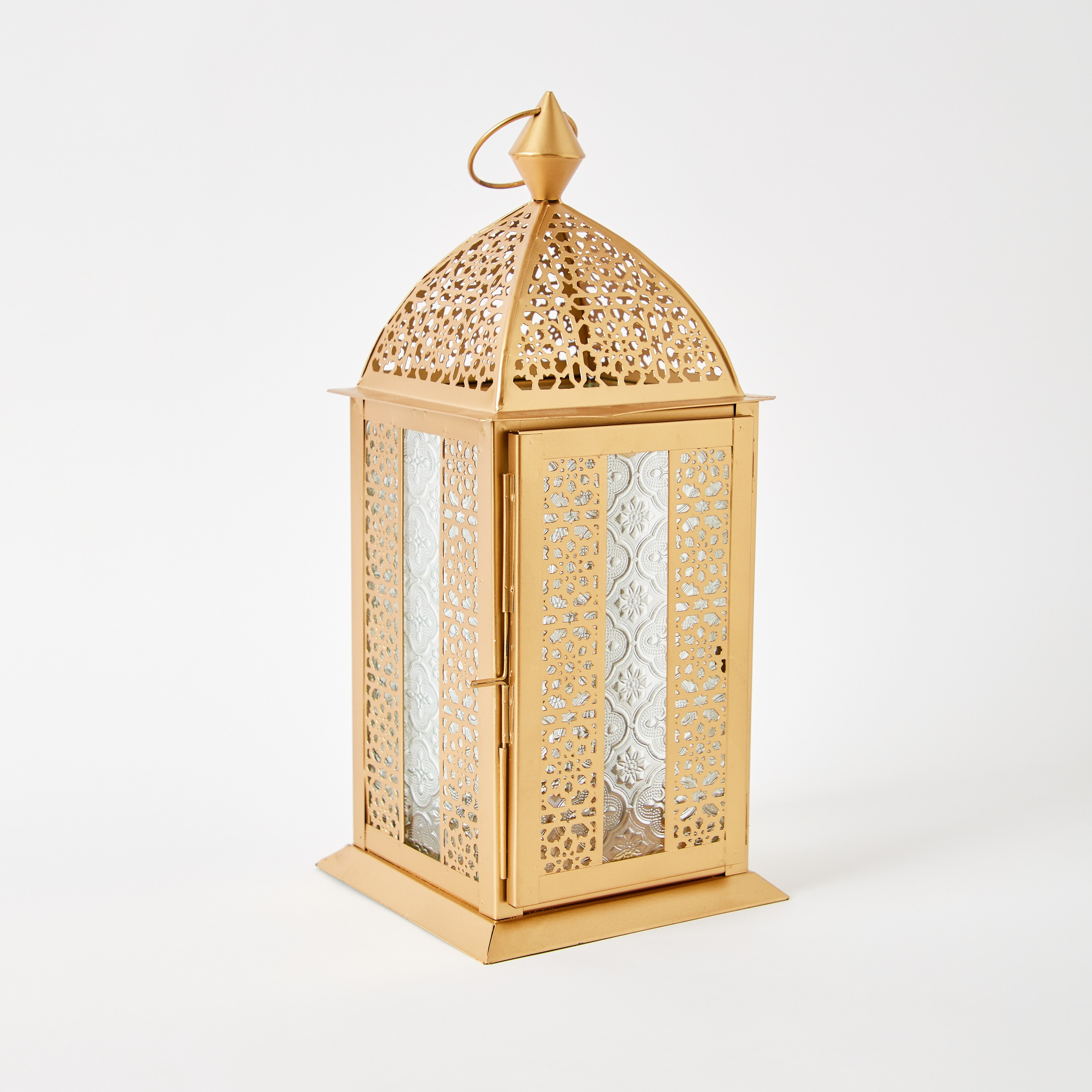 فانوس مخطط معدني بتصاميم مفرغة من ماركازي - 15.5x15.5x40.5 سم-hbxdecorandfurnishings-homeaccessories-lanterns-image-6