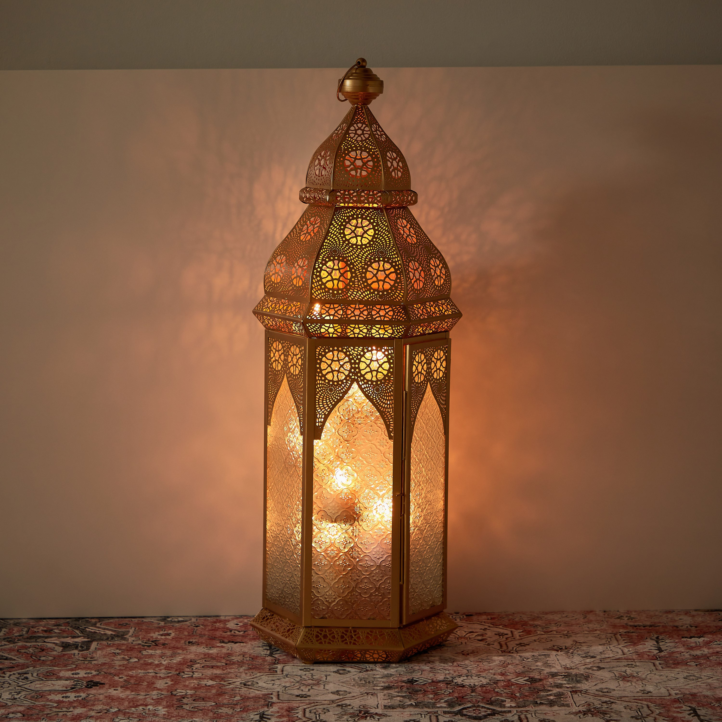 فانوس أرضي معدن بتصميم متداخل من ماركازي - 35x31x105 سم-hbxdecorandfurnishings-homeaccessories-lanterns-image-1