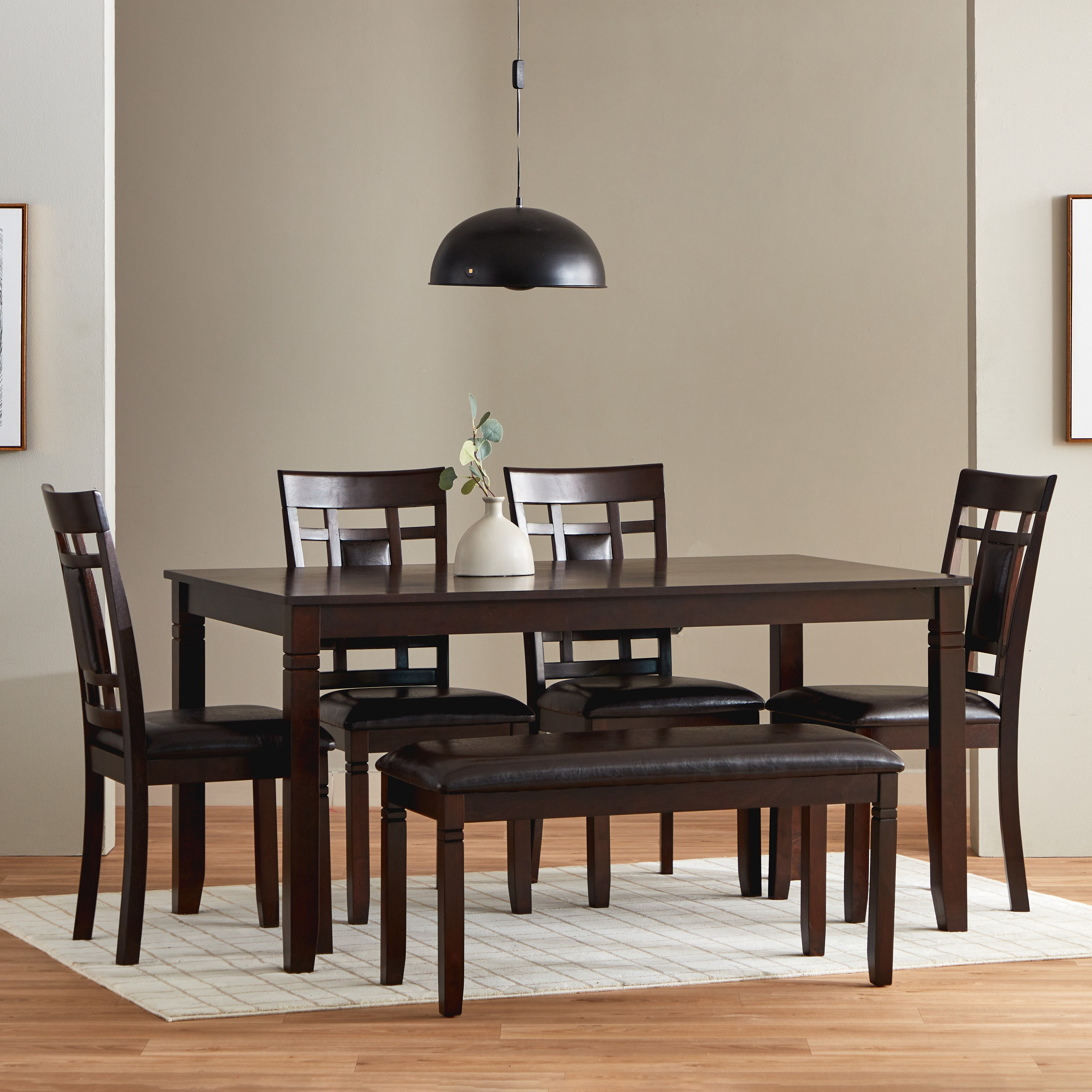 6 seater dining best sale table and bench set