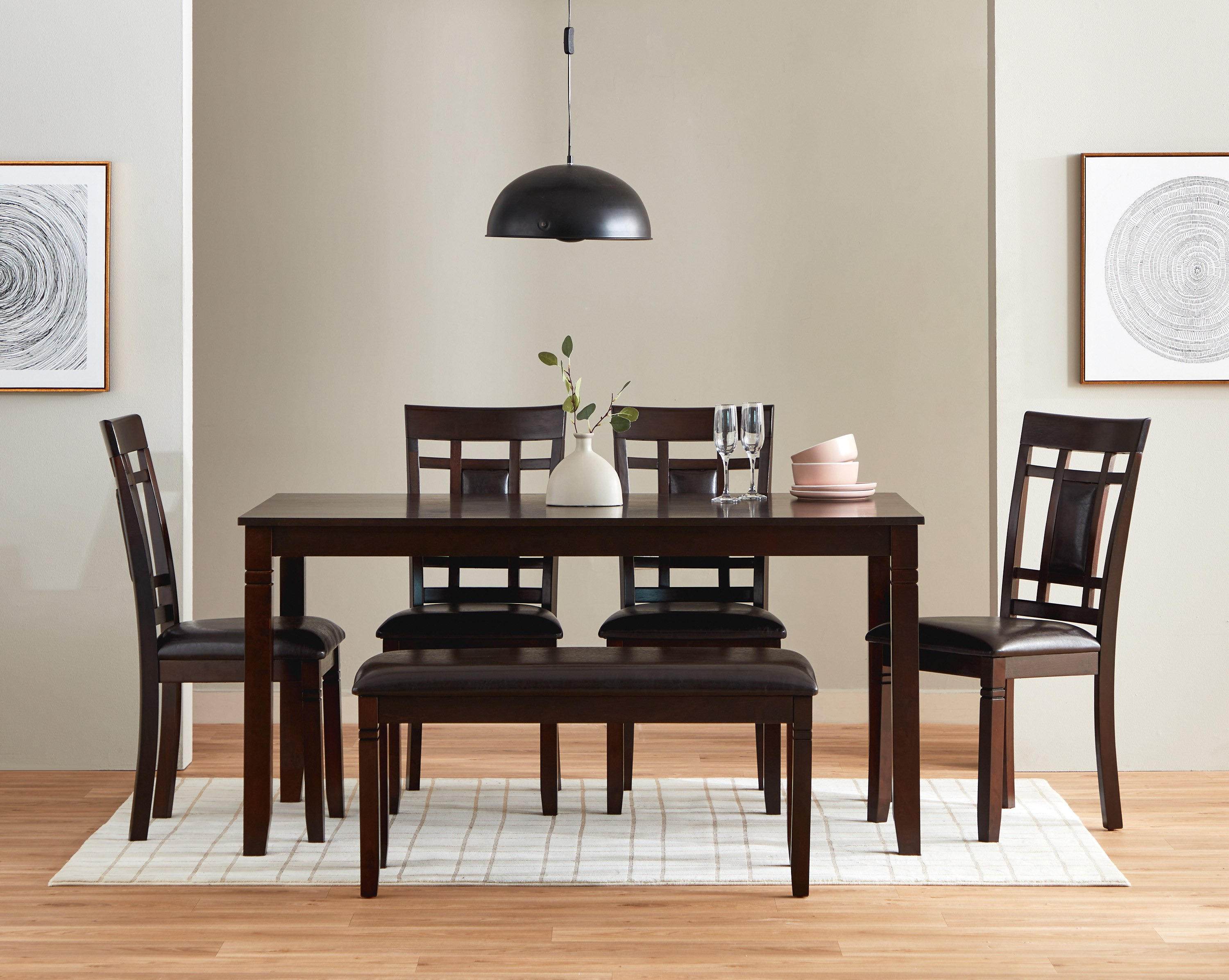 طقم سفرة 6 مقاعد مع مقعد بنش من إليوت-hbxfurniture-diningtablesandsets-diningsets-sixseater-image-17
