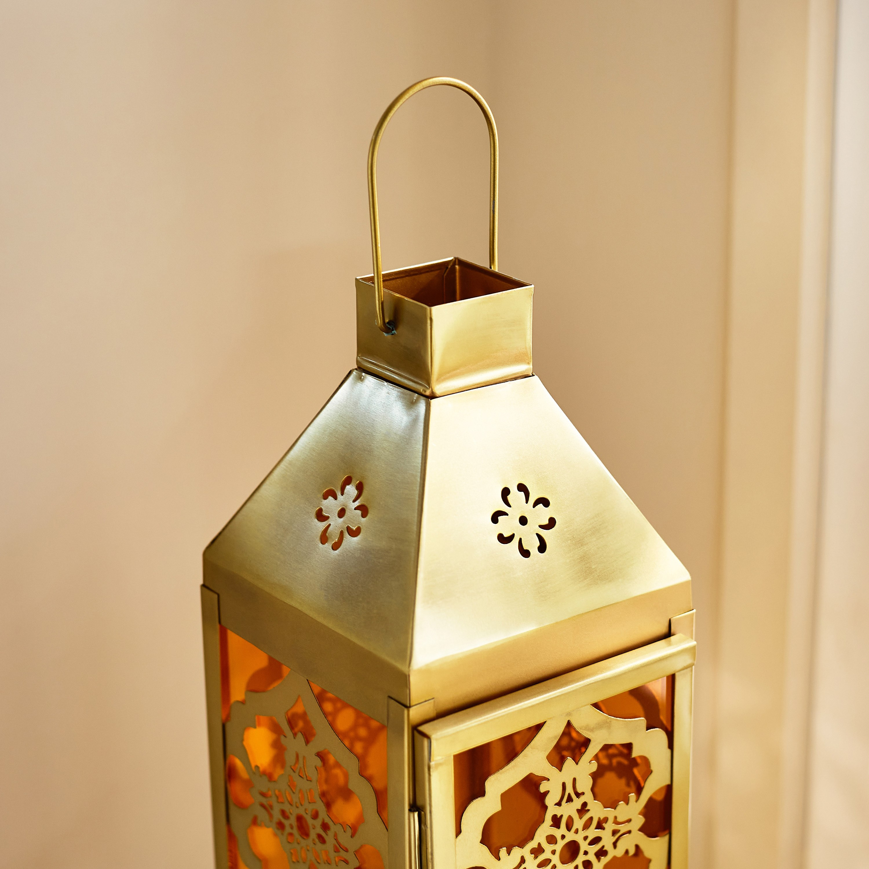 فانوس معدن وزجاج من أروى - 15.5x14.5x51 سم-hbxdecorandfurnishings-homeaccessories-lanterns-image-4