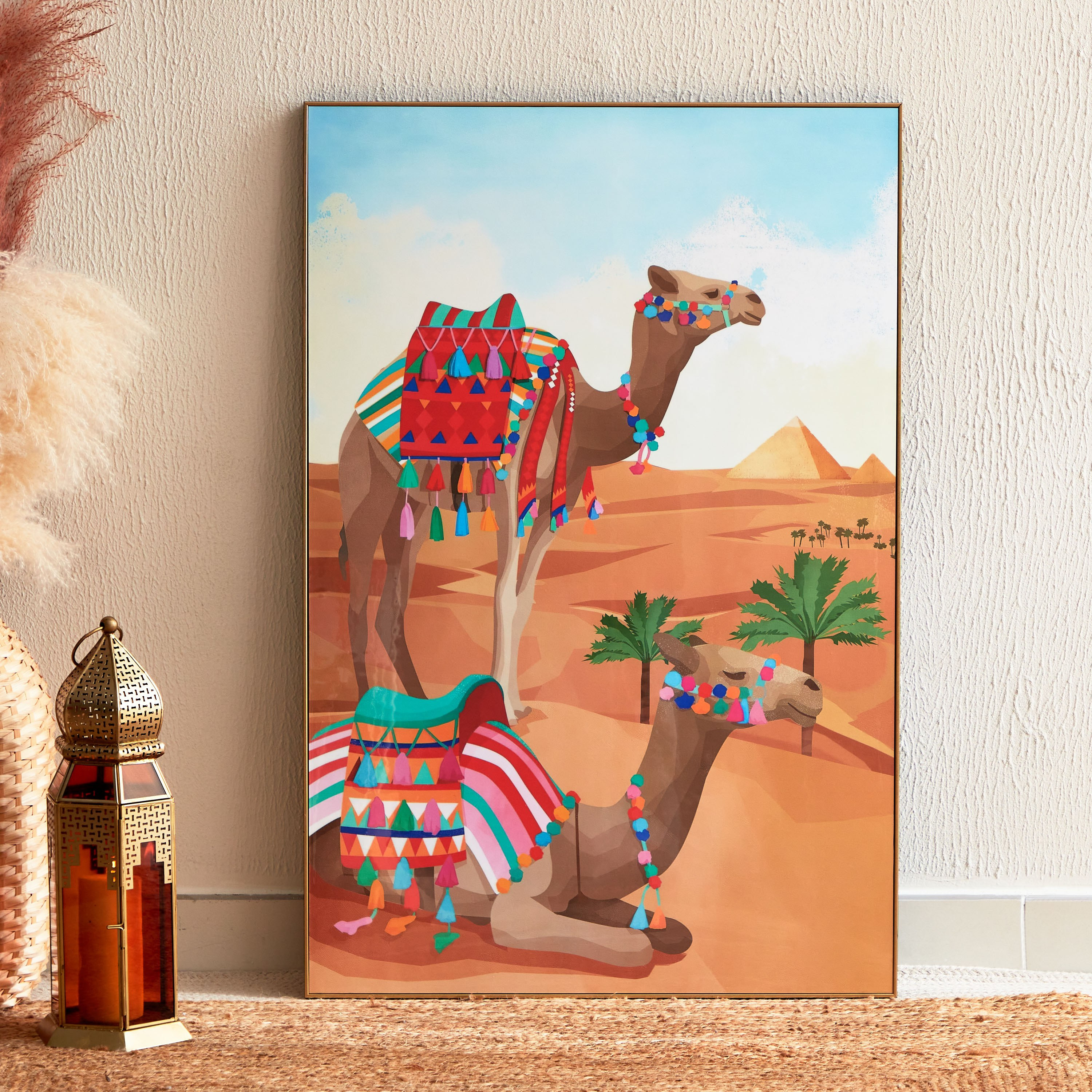زينة حائط مؤطرة لامعة بطبعات من زينب - 60x90x2.5 سم-hbxhomeware-hbxdecorandfurnishings-image-1