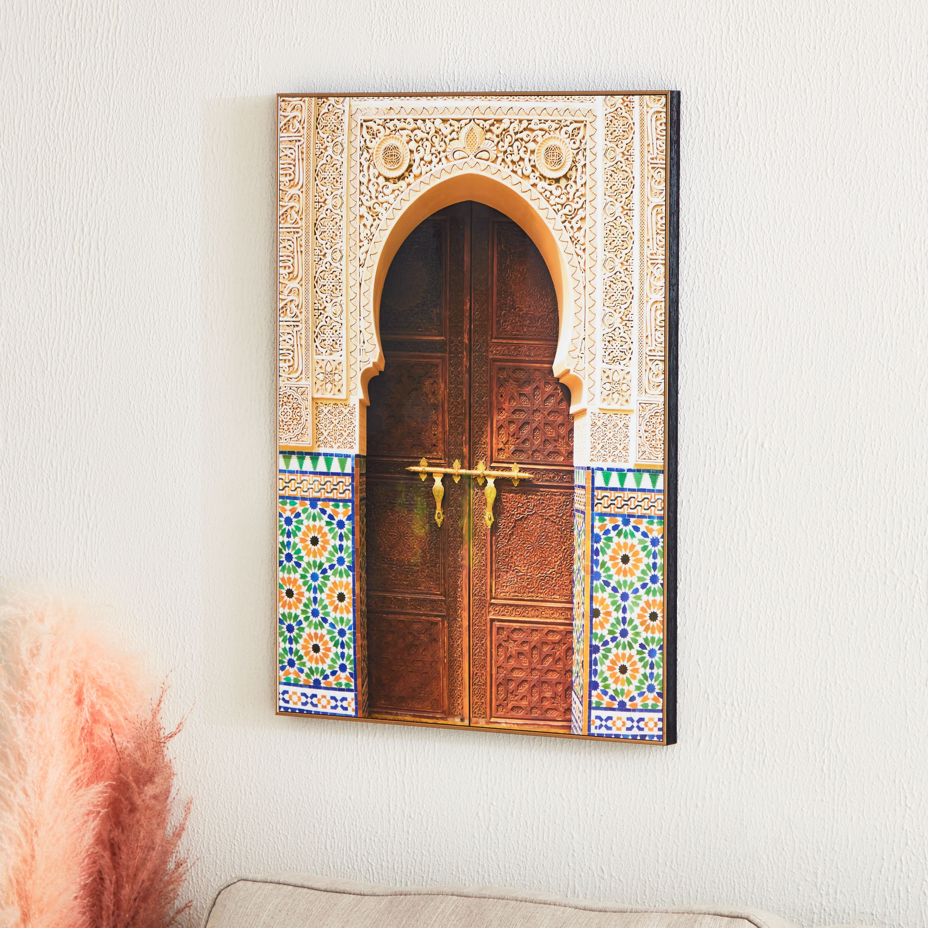 زينة حائط مؤطرة لامعة بطبعات باب وقفل من زينب - 50x70x2.5 سم-hbxhomeware-hbxdecorandfurnishings-image-2