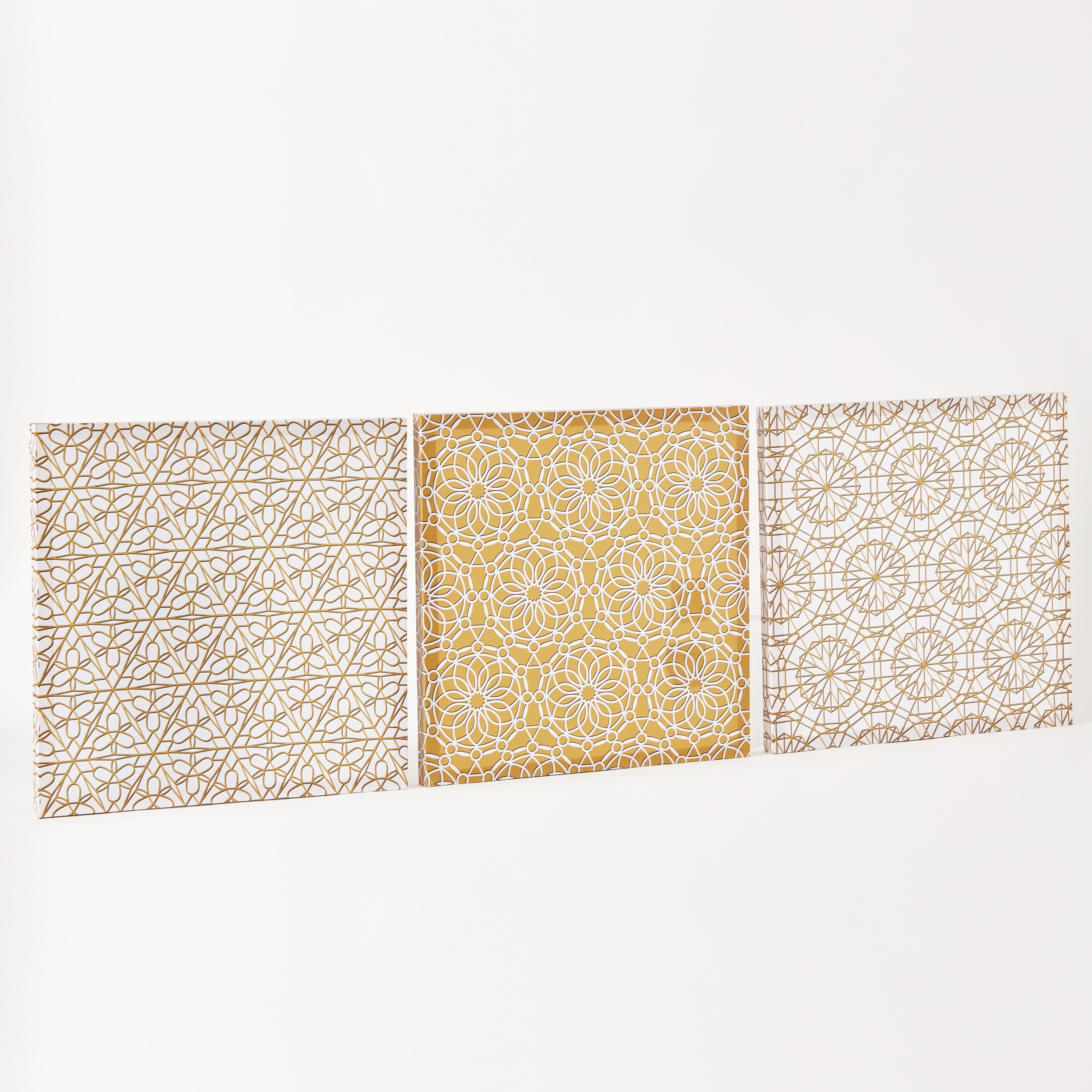 طقم زينة حائط لامعة بطبعات 3 قطع من زينب - 40x40x2.5 سم-hbxhomeware-hbxdecorandfurnishings-image-5