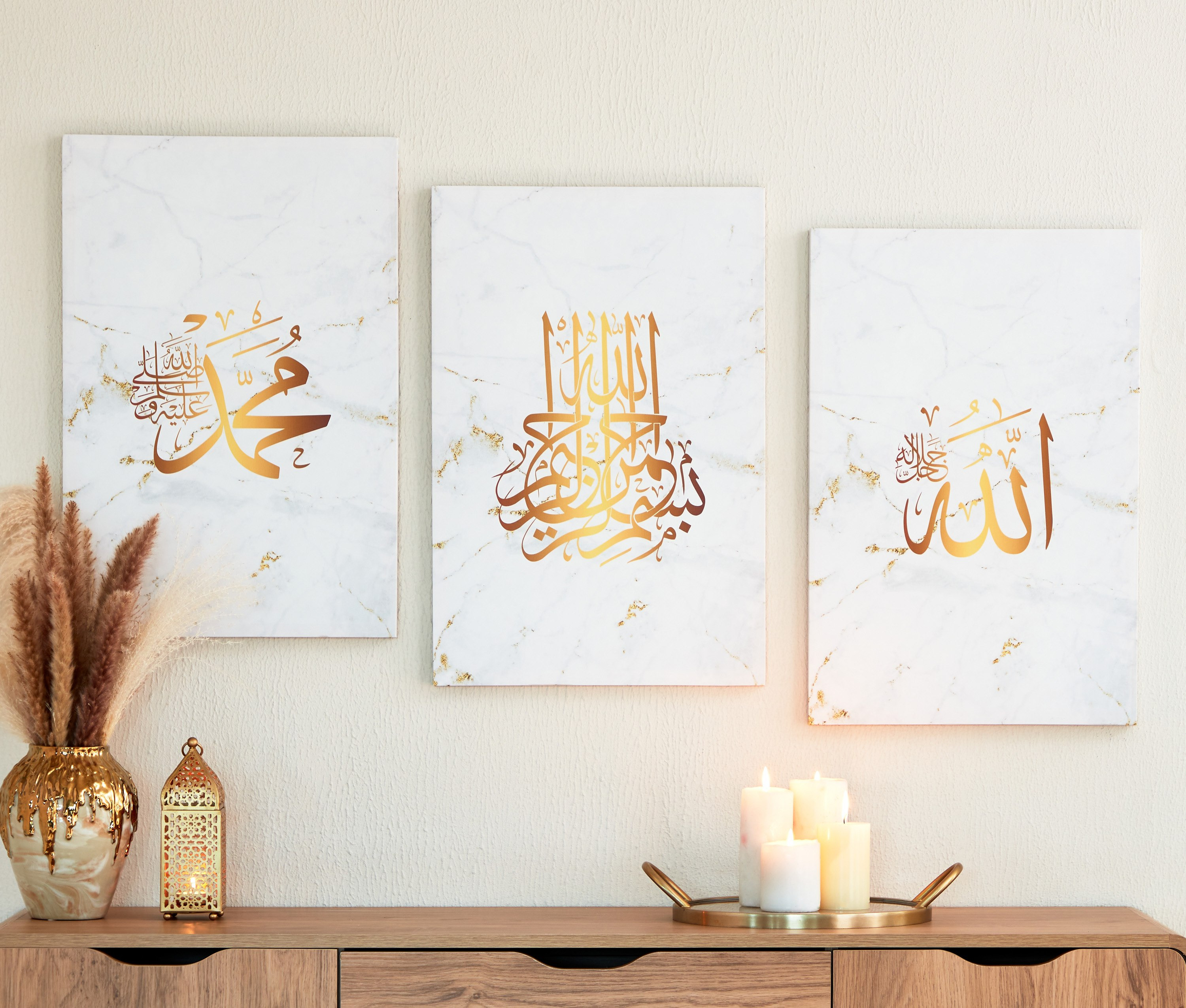 طقم زينة حائط 3 قطع بسطح لامع من زينب - 40x60x2.5 سم-hbxhomeware-hbxdecorandfurnishings-image-4
