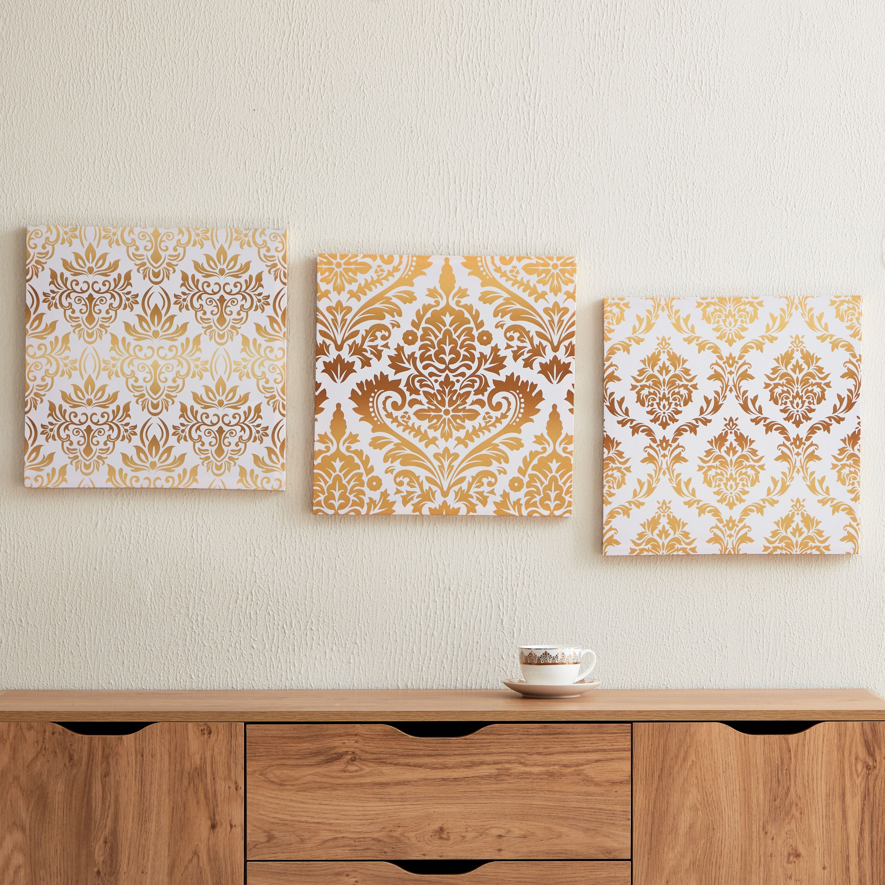 طقم زينة حائط 3 قطع بسطح لامع من زينب رمضان - 40x40x2.5 سم-hbxhomeware-hbxdecorandfurnishings-image-1