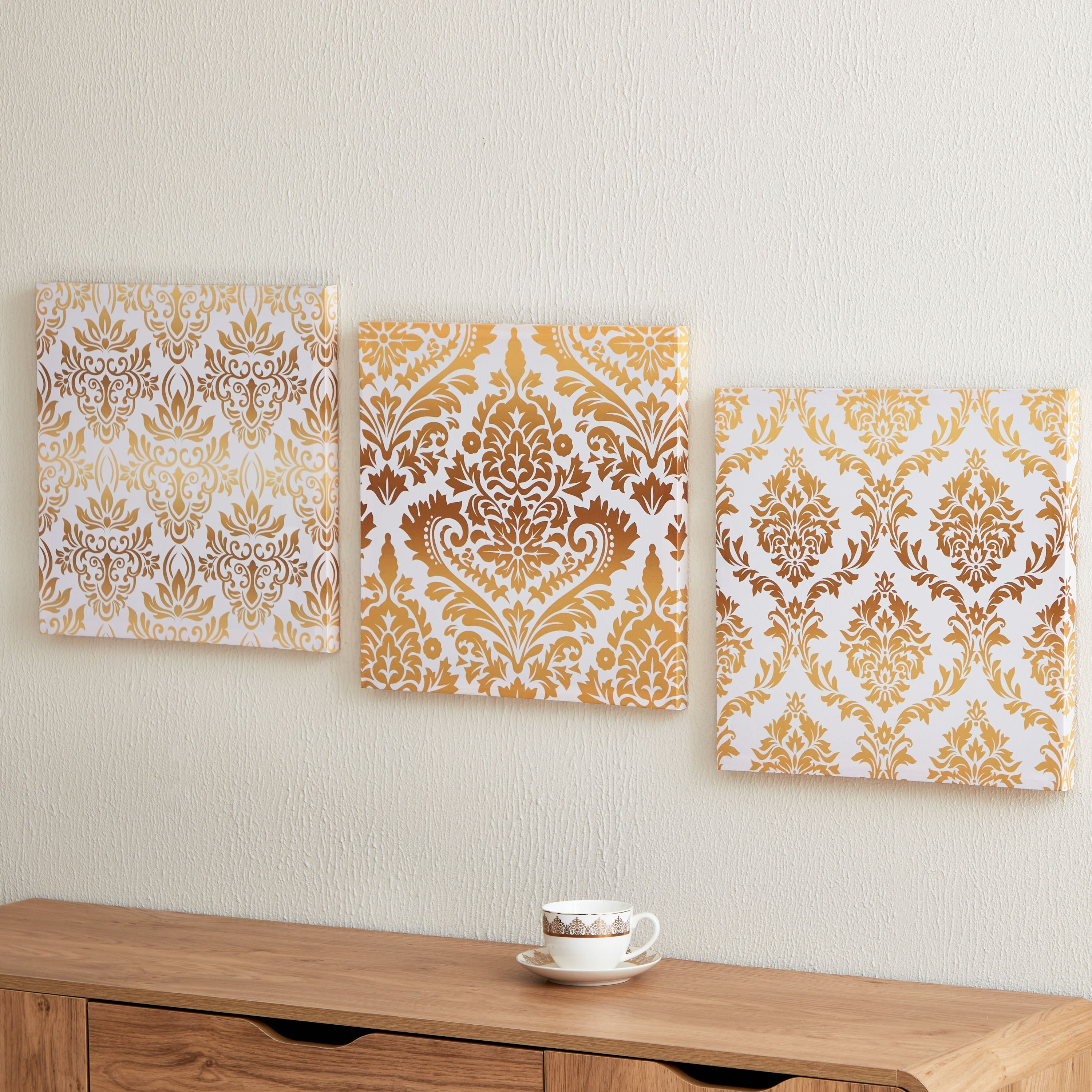 طقم زينة حائط 3 قطع بسطح لامع من زينب رمضان - 40x40x2.5 سم-hbxhomeware-hbxdecorandfurnishings-image-2