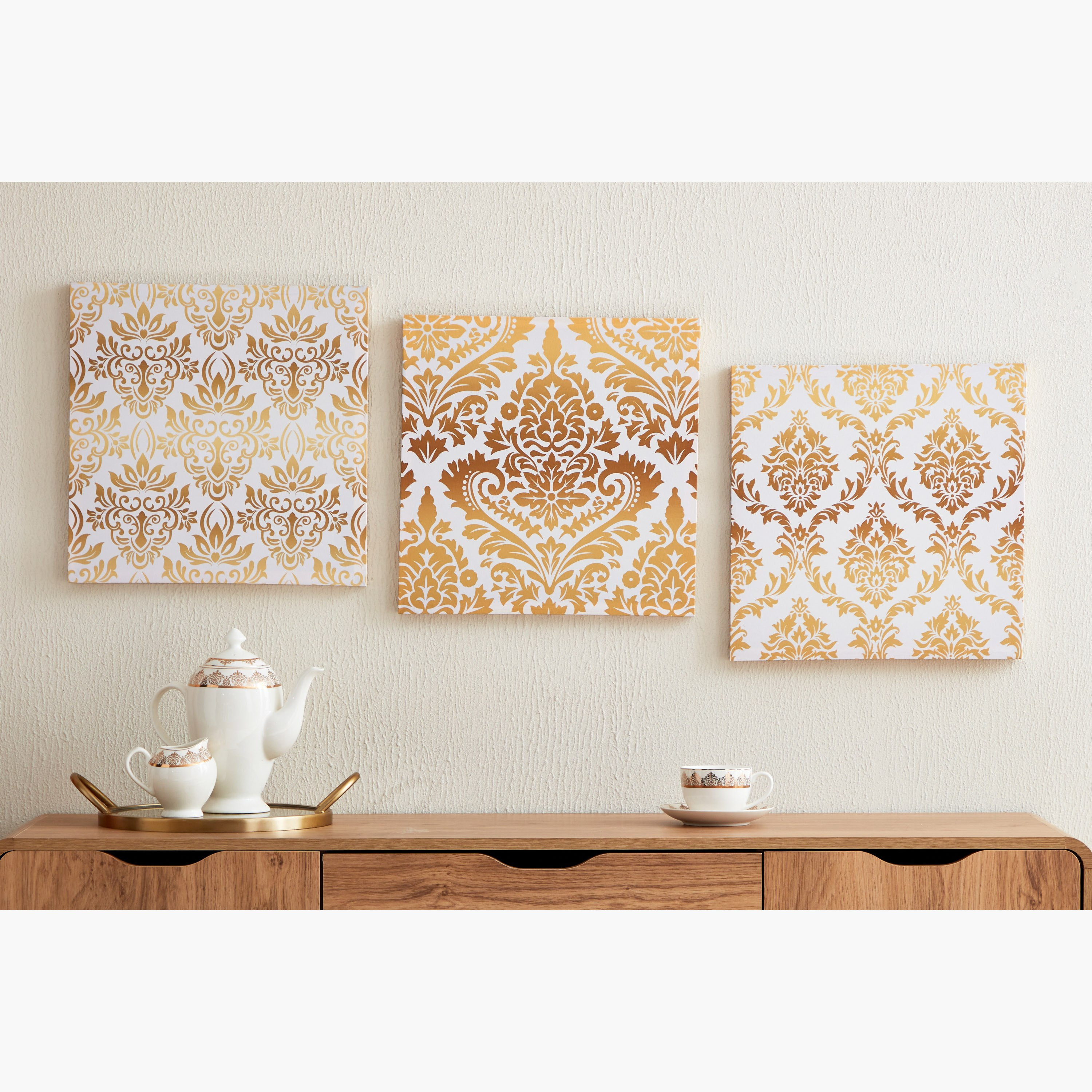 طقم زينة حائط 3 قطع بسطح لامع من زينب رمضان - 40x40x2.5 سم-hbxhomeware-hbxdecorandfurnishings-image-4