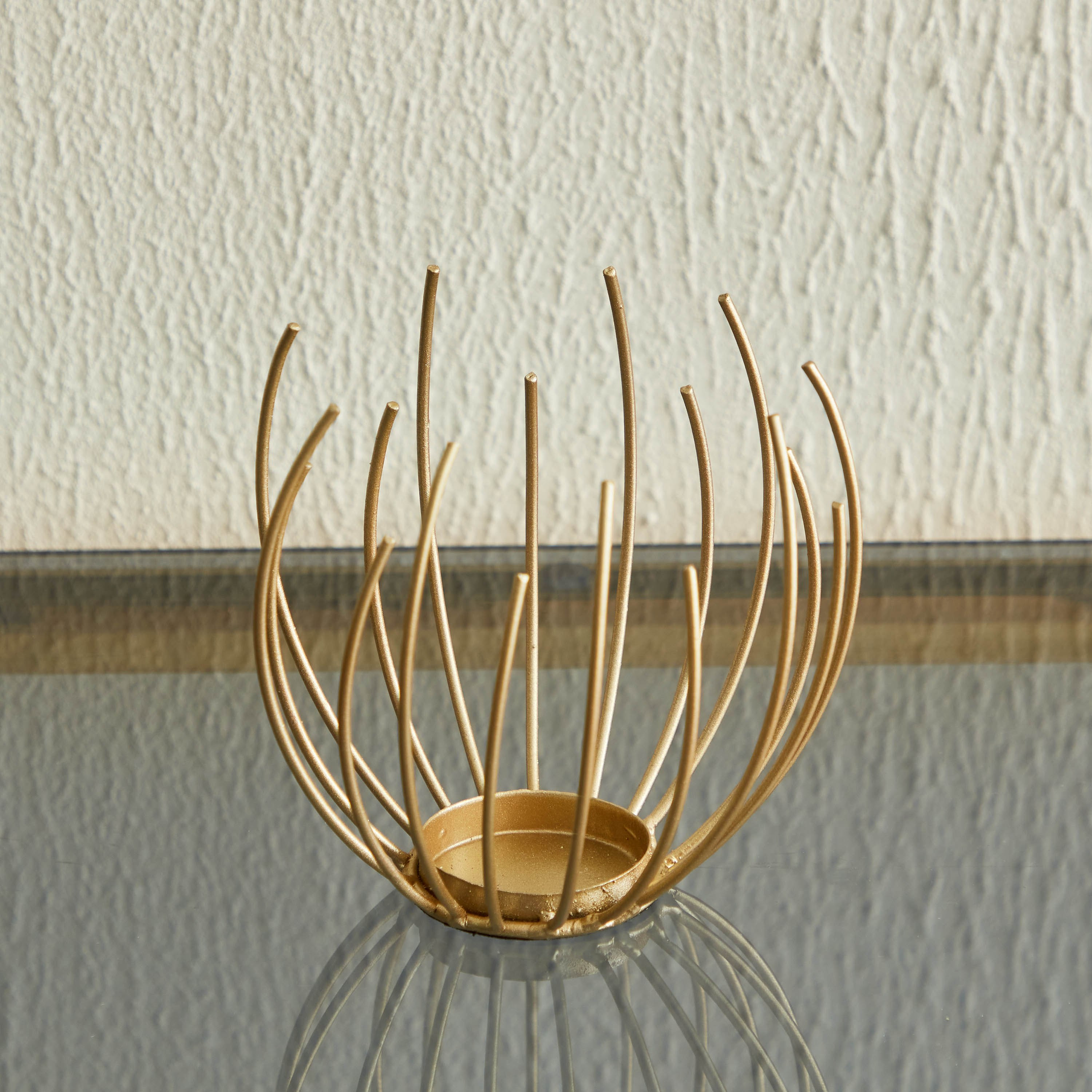 حامل شموع صغيرة معدني بتصميم أوراق شجر من إسكو - 13x13x12 سم-hbxlivingroom-decorandaccessories-candleholders-image-2