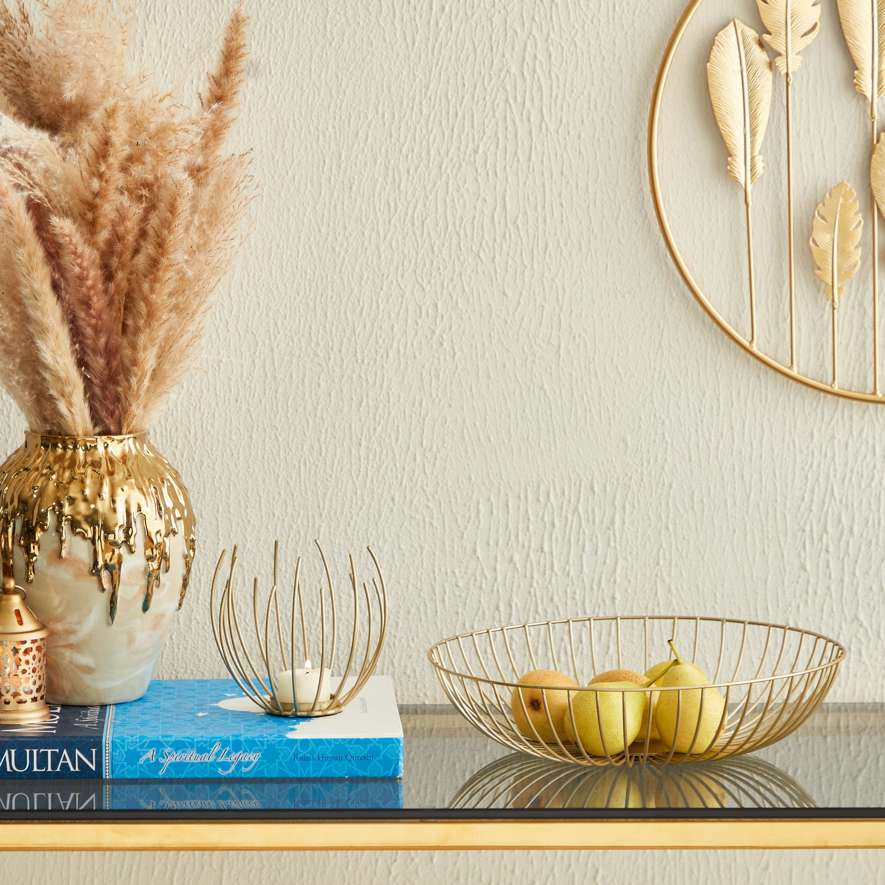 حامل شموع صغيرة معدني بتصميم أوراق شجر من إسكو - 13x13x12 سم-hbxlivingroom-decorandaccessories-candleholders-image-4