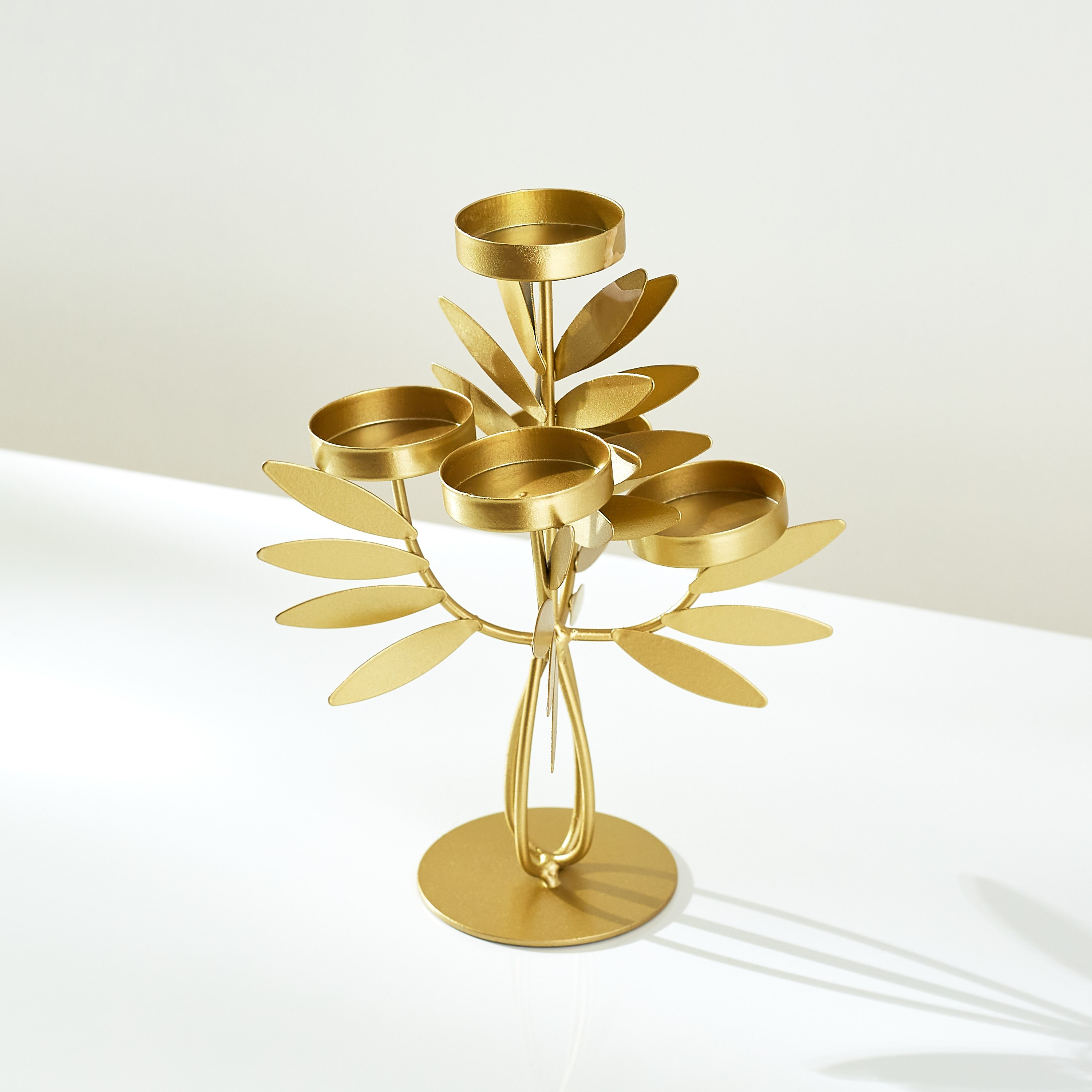 حامل شموع معدن بتصميم ورقة شجر من اسكو - 12x12x20 سم-hbxlivingroom-decorandaccessories-candleholders-image-2