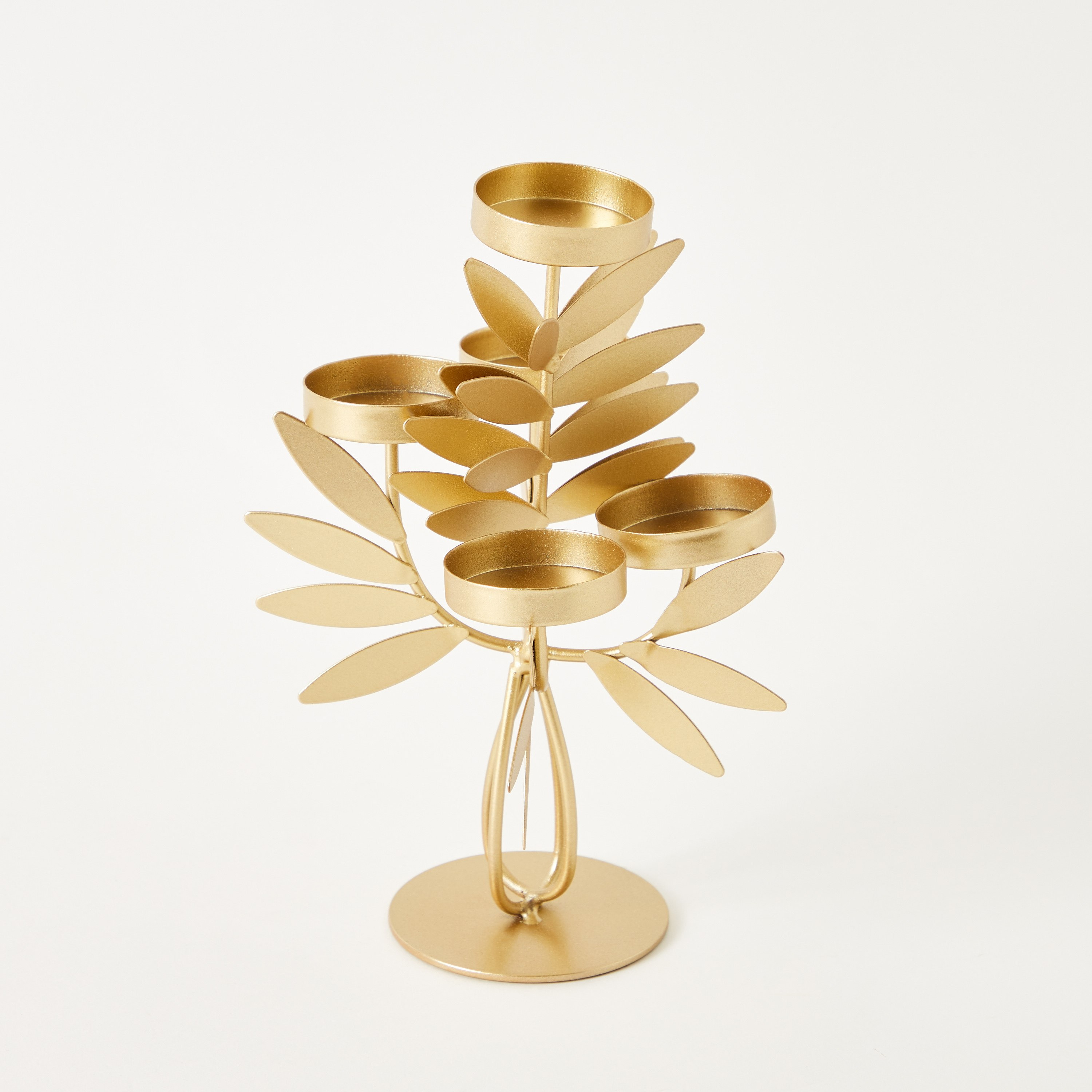 حامل شموع معدن بتصميم ورقة شجر من اسكو - 12x12x20 سم-hbxlivingroom-decorandaccessories-candleholders-image-6