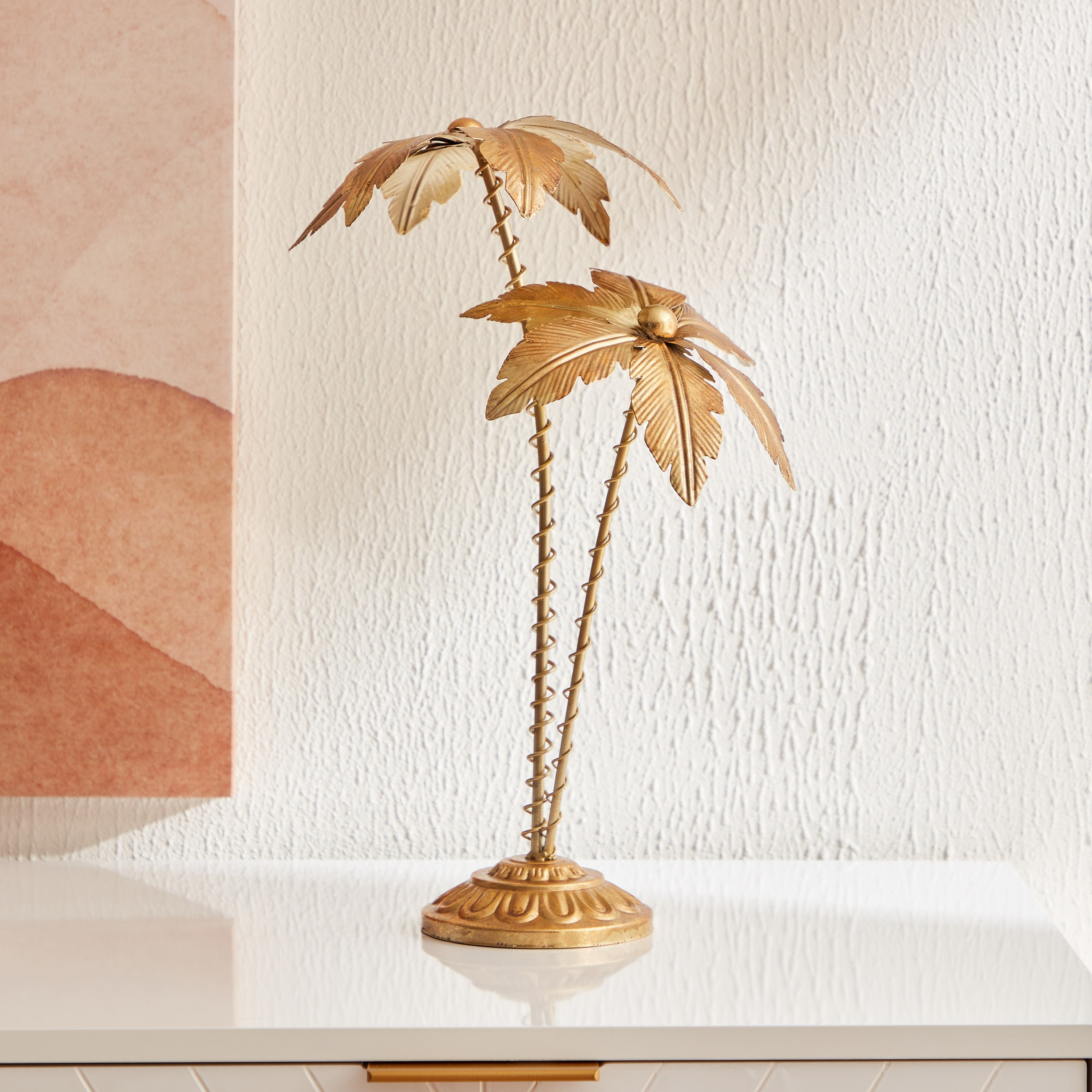 تحفة ديكور معدني بتصميم نخلة من إسكو - 24x17x41 سم-hbxhomeware-homedecor-figurinesandornaments-image-1