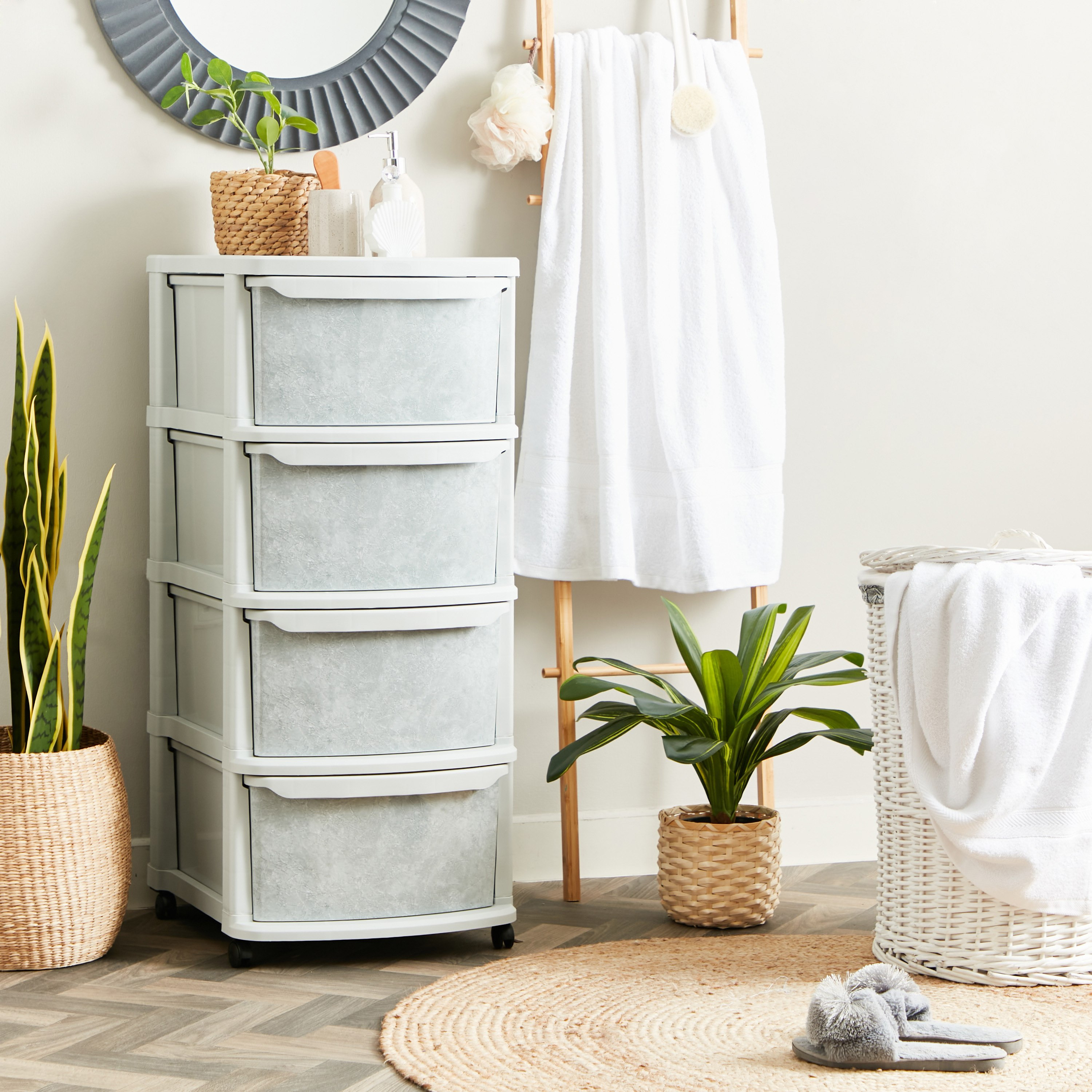 Cosmoplast 4-Tier Multipurpose Storage Cabinet with Wheels - 52x42x96 cm-hbxdecorandfurnishings-homeaccessories-storage-image-5