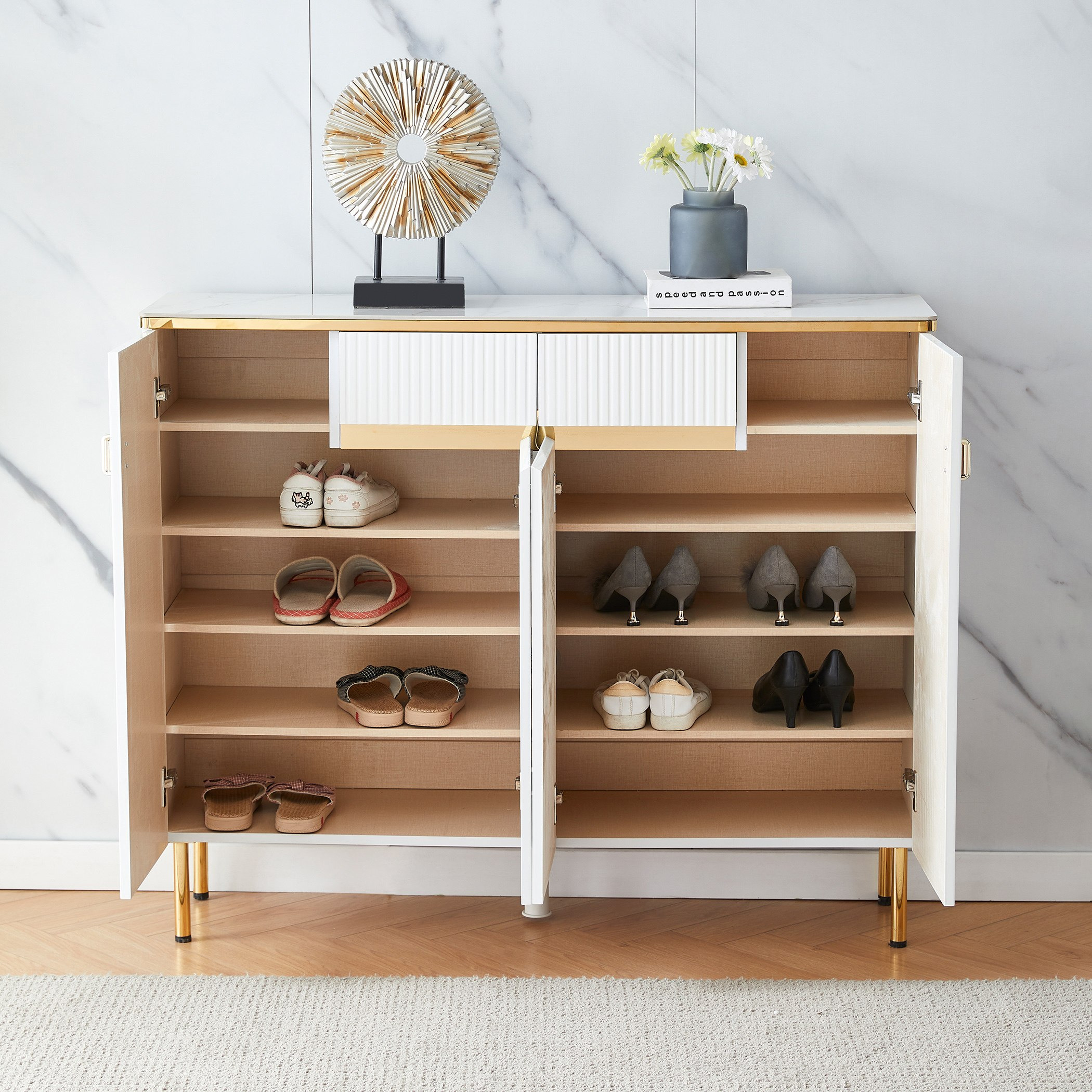 Gold shoe cabinet sale