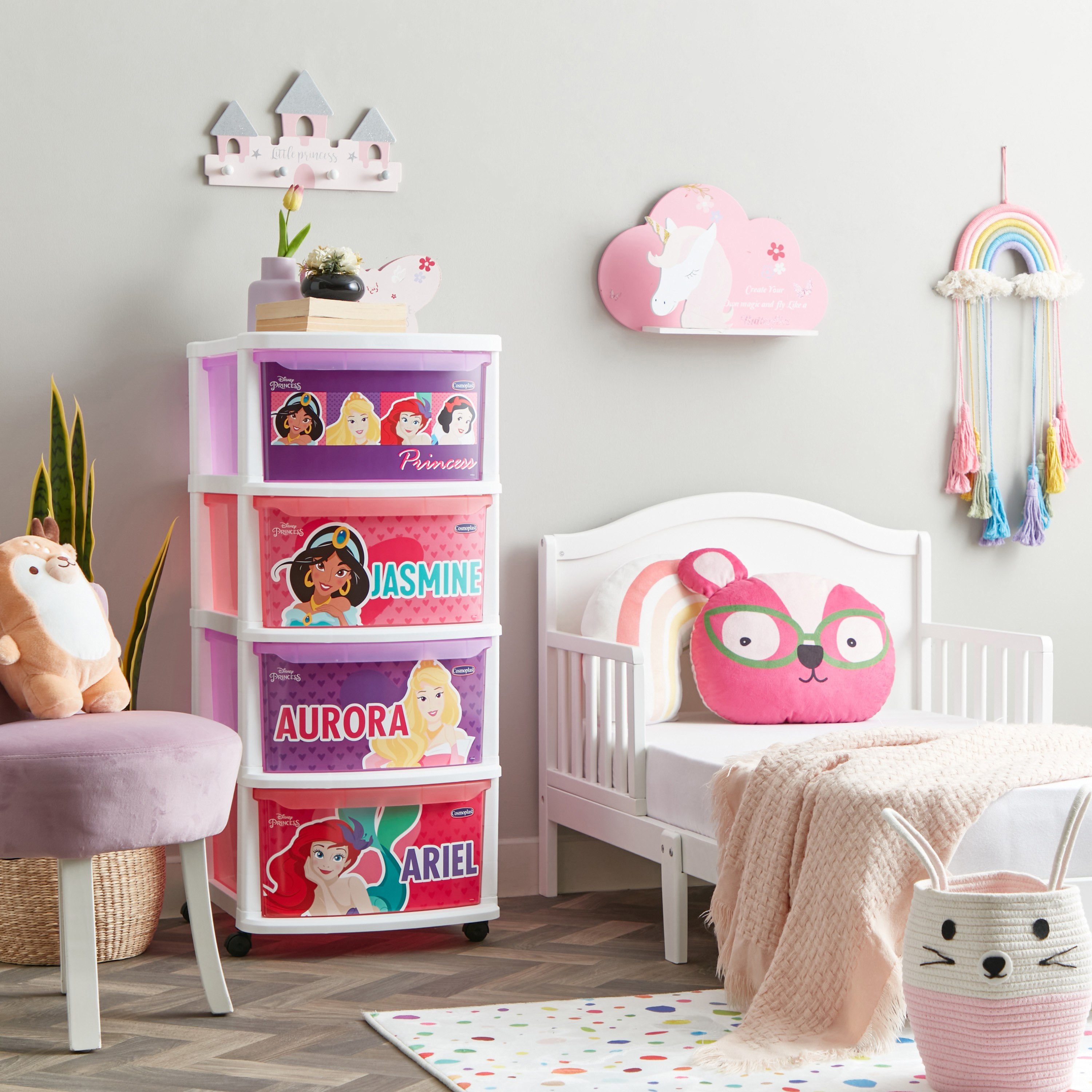 Disney Princess 4-Drawers Multipurpose Storage Cabinet with Wheels - 52x42x96 cm-hbxhomeware-hbxkidsandyouth-image-5