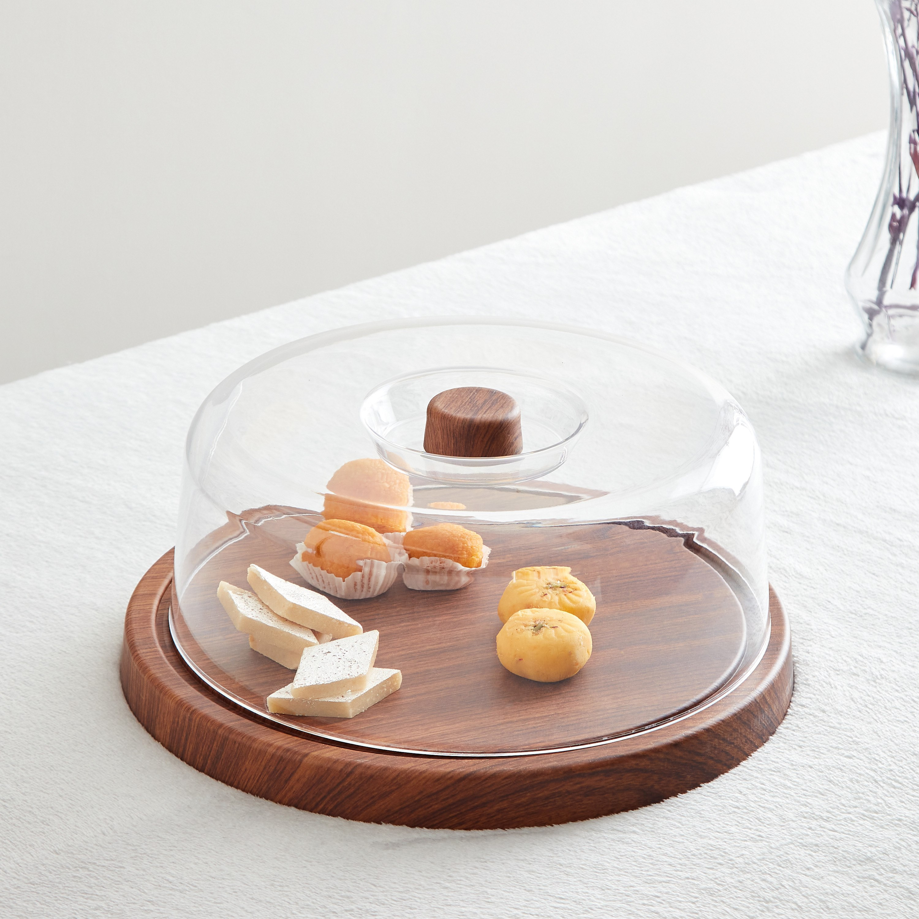 Neo Cake Serving Tray with Transparent Lid - 41x41x34.5 cm-hbxdecorandfurnishings-tabletop-serveware-image-1