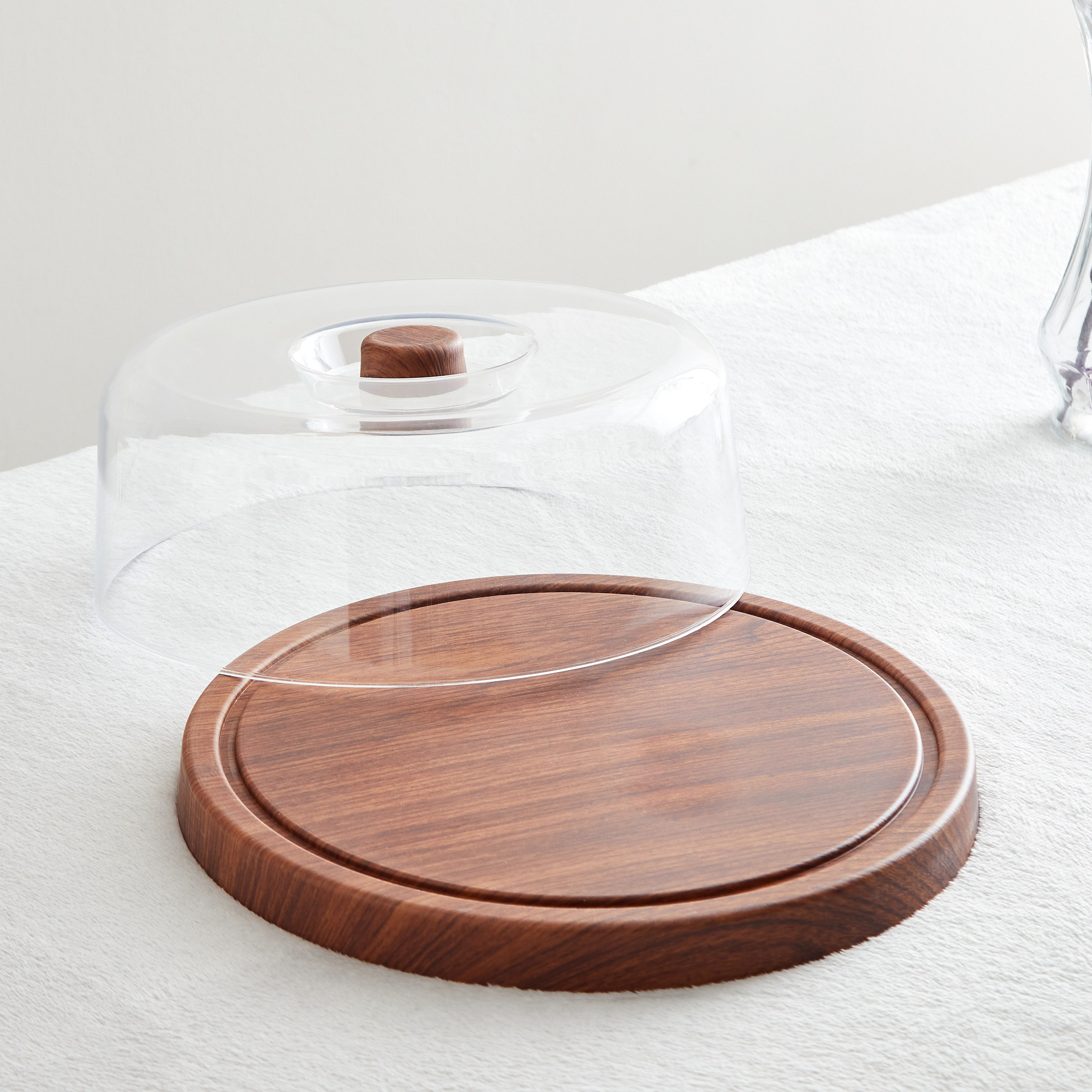 Neo Cake Serving Tray with Transparent Lid - 41x41x34.5 cm-hbxdecorandfurnishings-tabletop-serveware-image-3