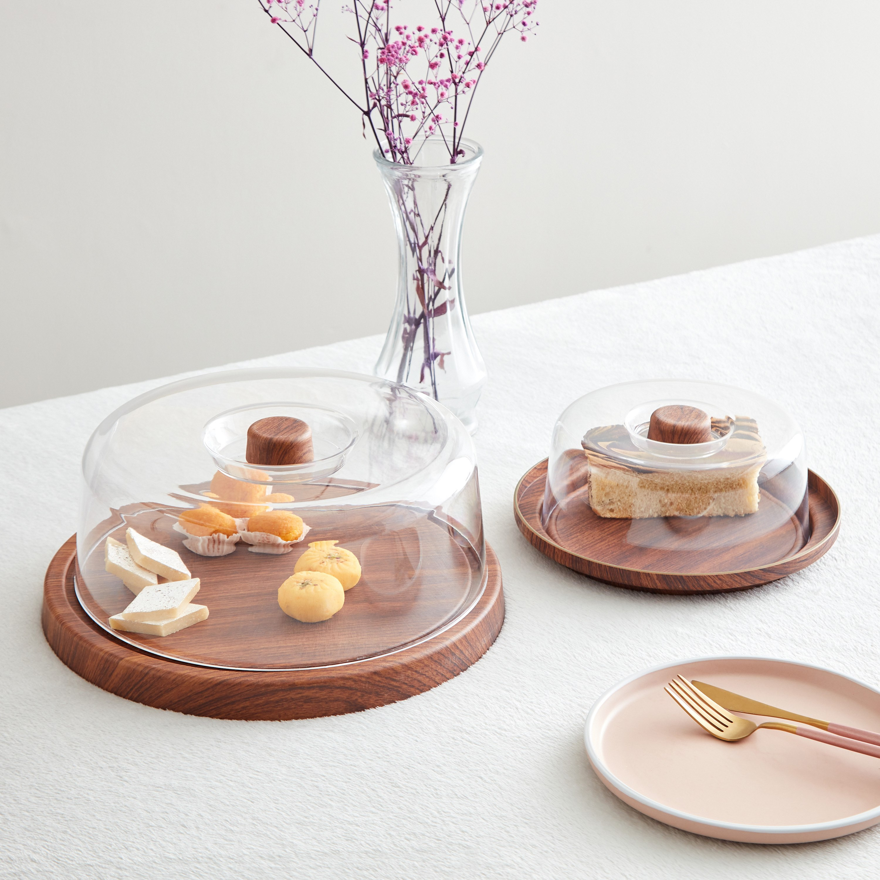 Neo Cake Serving Tray with Transparent Lid - 41x41x34.5 cm-hbxdecorandfurnishings-tabletop-serveware-image-5