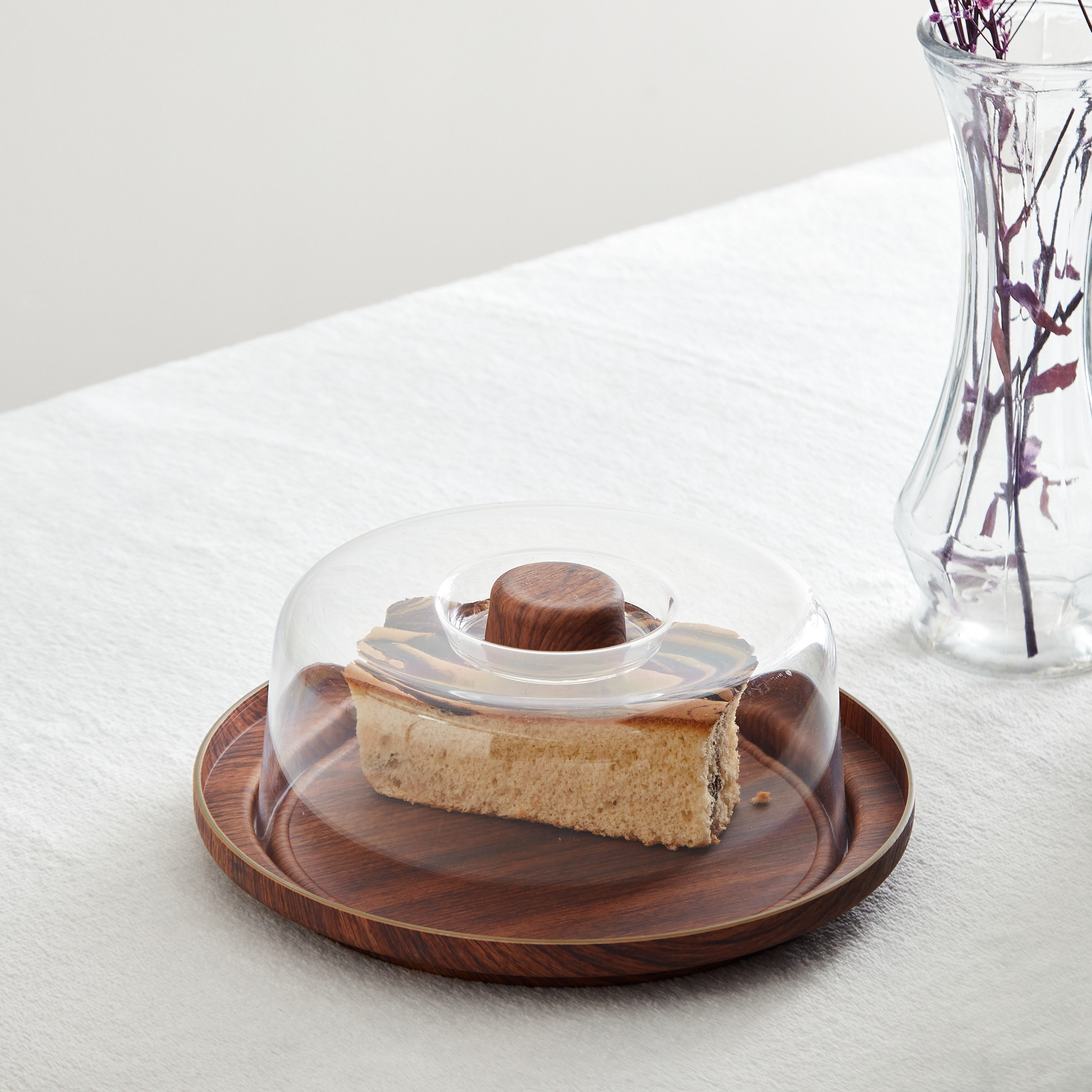 Neo Cake Serving Tray with Transparent Lid - 23x23x7 cm-hbxdecorandfurnishings-tabletop-serveware-image-1