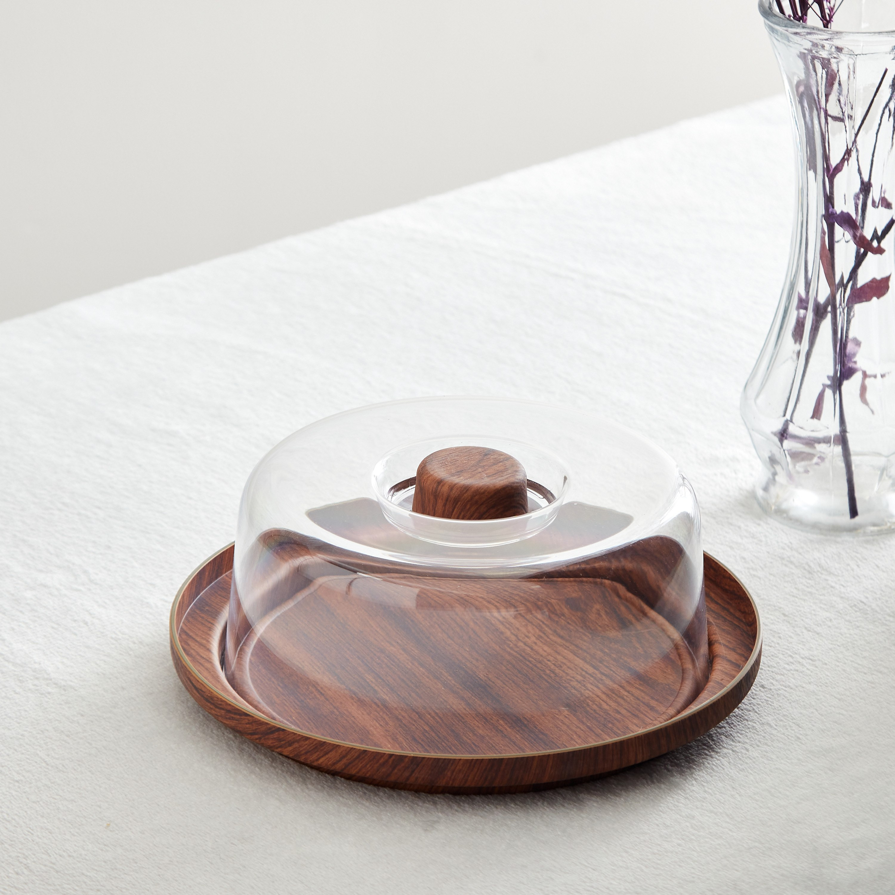 Neo Cake Serving Tray with Transparent Lid - 23x23x7 cm-hbxdecorandfurnishings-tabletop-serveware-image-2