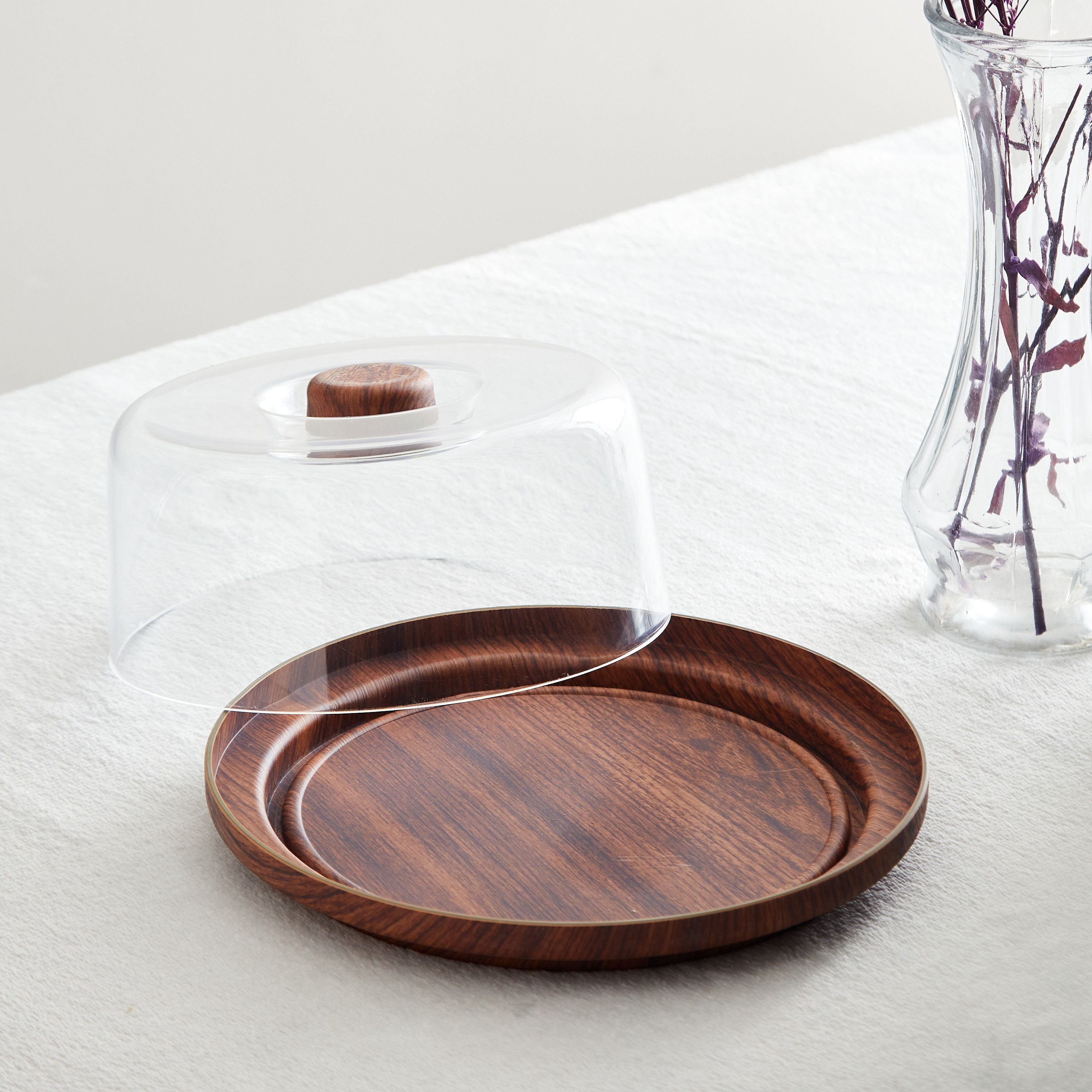 Neo Cake Serving Tray with Transparent Lid - 23x23x7 cm-hbxdecorandfurnishings-tabletop-serveware-image-3