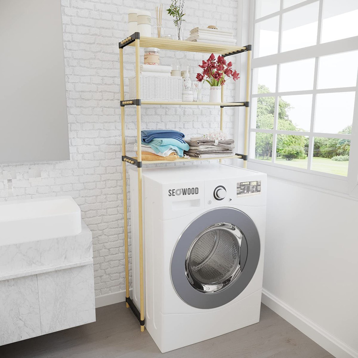 وحدة رف خيزران متعدد الاستخدامات من نيو - 56x28x62.5 سم-hbxhomeware-hbxbathroom-image-1