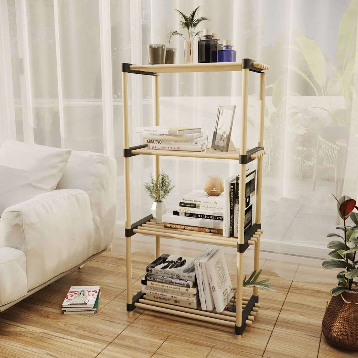 وحدة رف خيزران بـ4 طوابق من نيو - 56x28x62.5 سم-hbxdecorandfurnishings-homeaccessories-storage-image-1