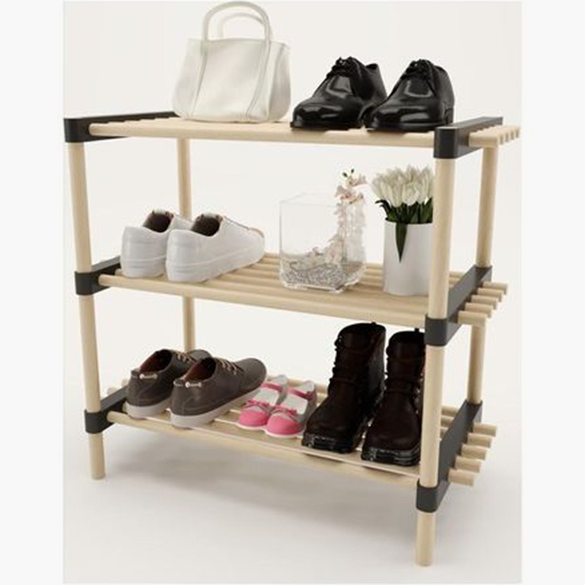 Neo 3-Tier Seawood Bamboo Shoe Rack for up to 9 Pairs - 56x28x52 cm-hbxhomeware-hbxkitchen-image-3