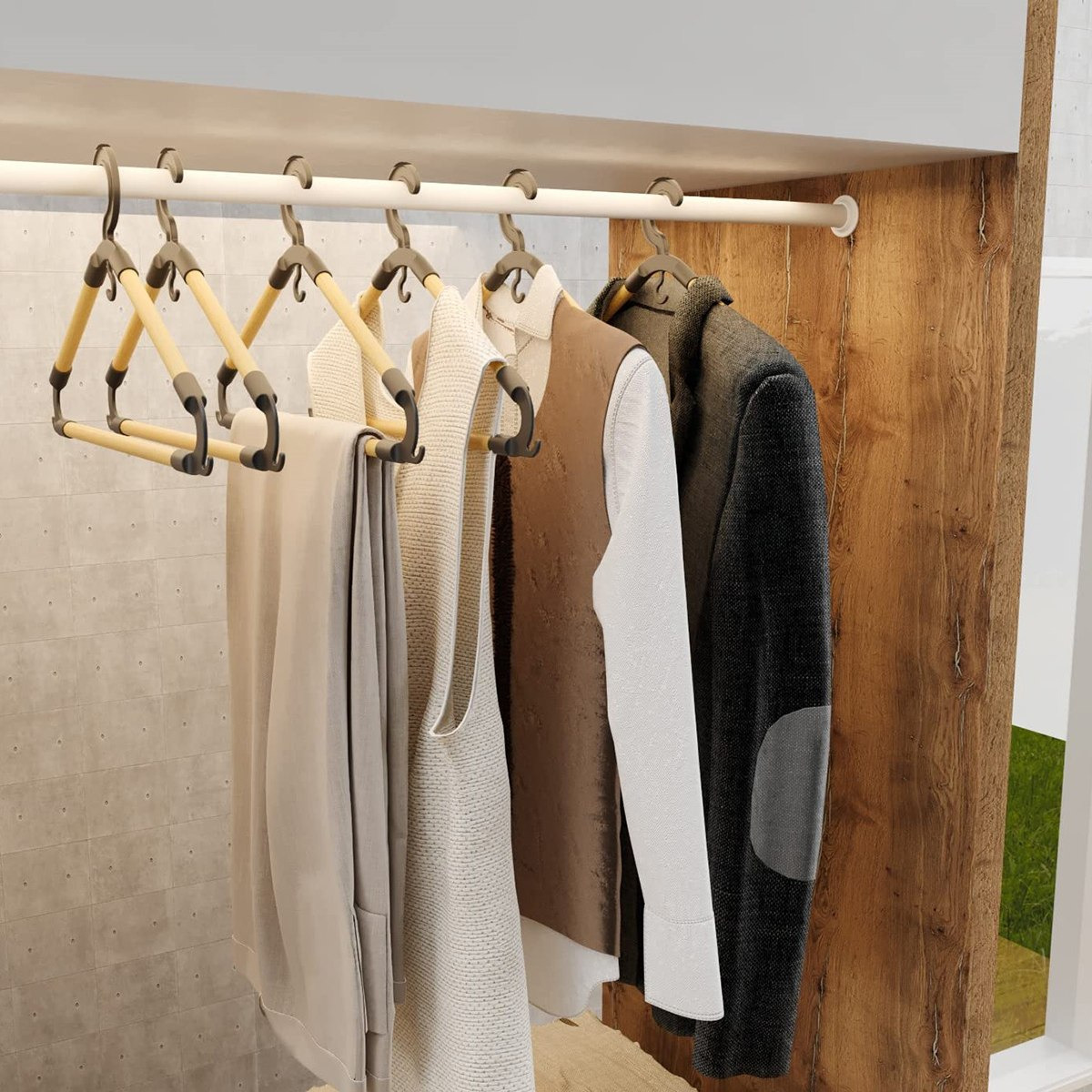 طقم علاقة خيزران خشب البحر 3 قطع من نيو - 2.5x1.2x8.5 سم-hbxhomeware-bathandlaundry-clothesdryingracks-image-1