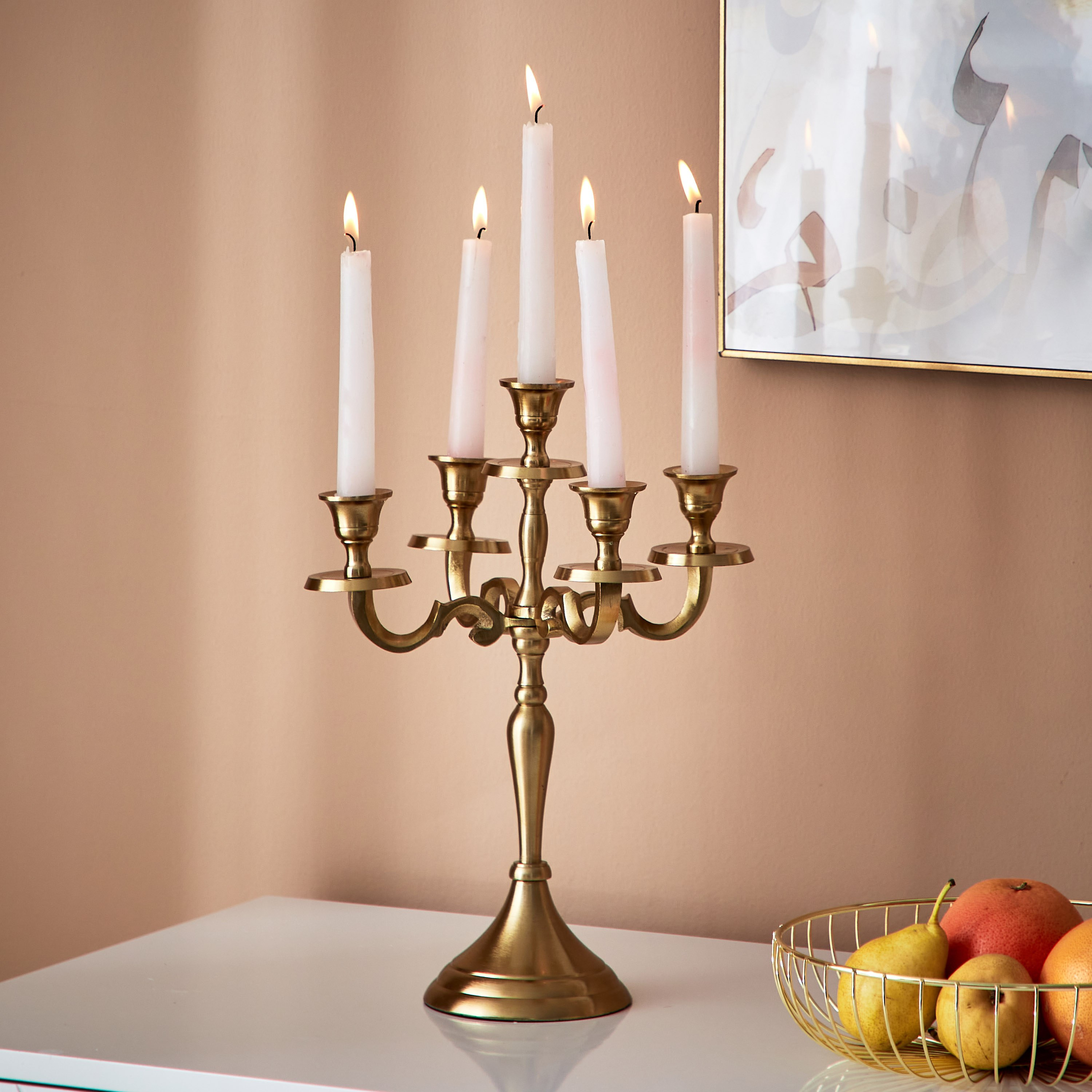 حامل شموع معدني 5 أذرع من أورازي - 26x26x32 سم-hbxlivingroom-decorandaccessories-candleholders-image-1