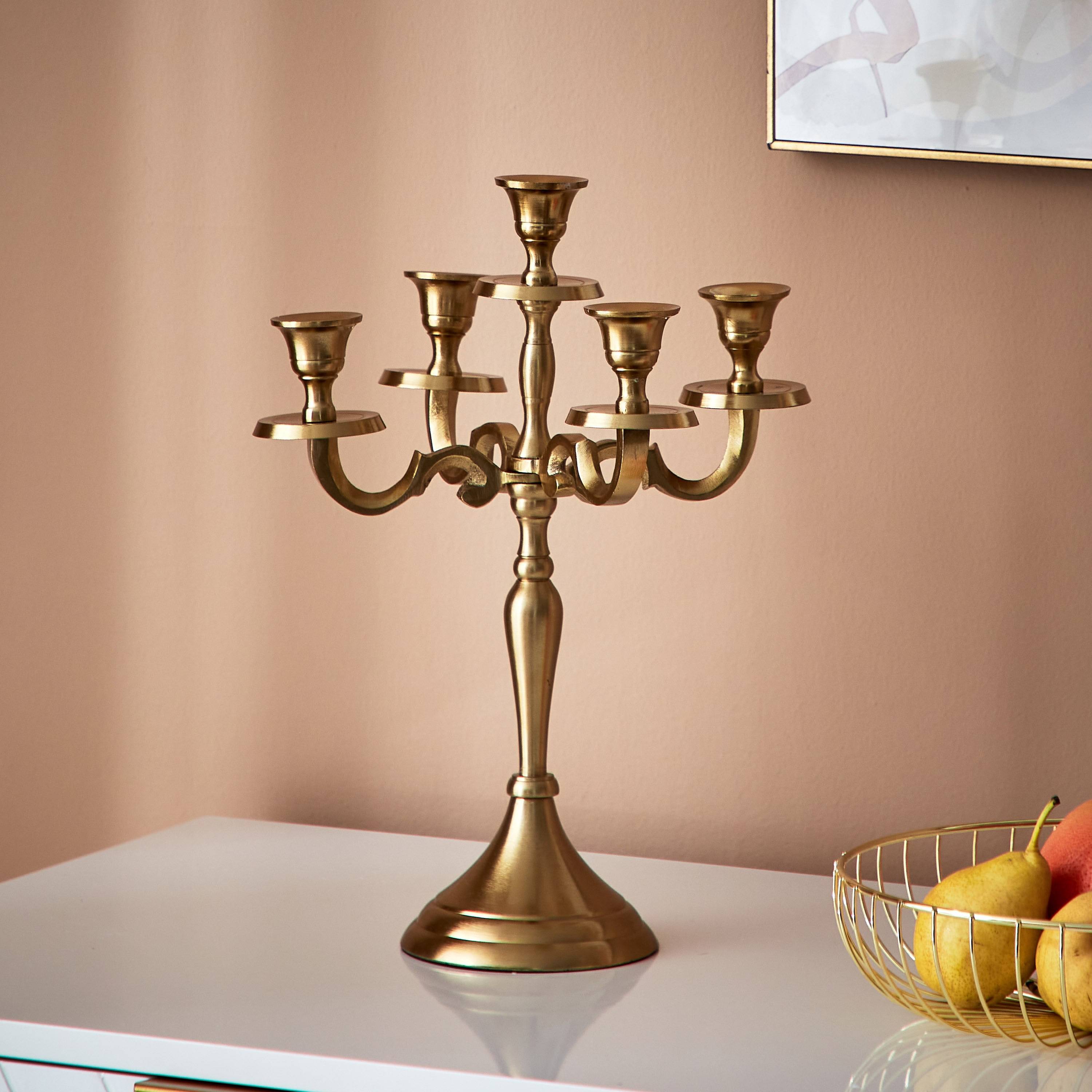 حامل شموع معدني 5 أذرع من أورازي - 26x26x32 سم-hbxlivingroom-decorandaccessories-candleholders-image-2