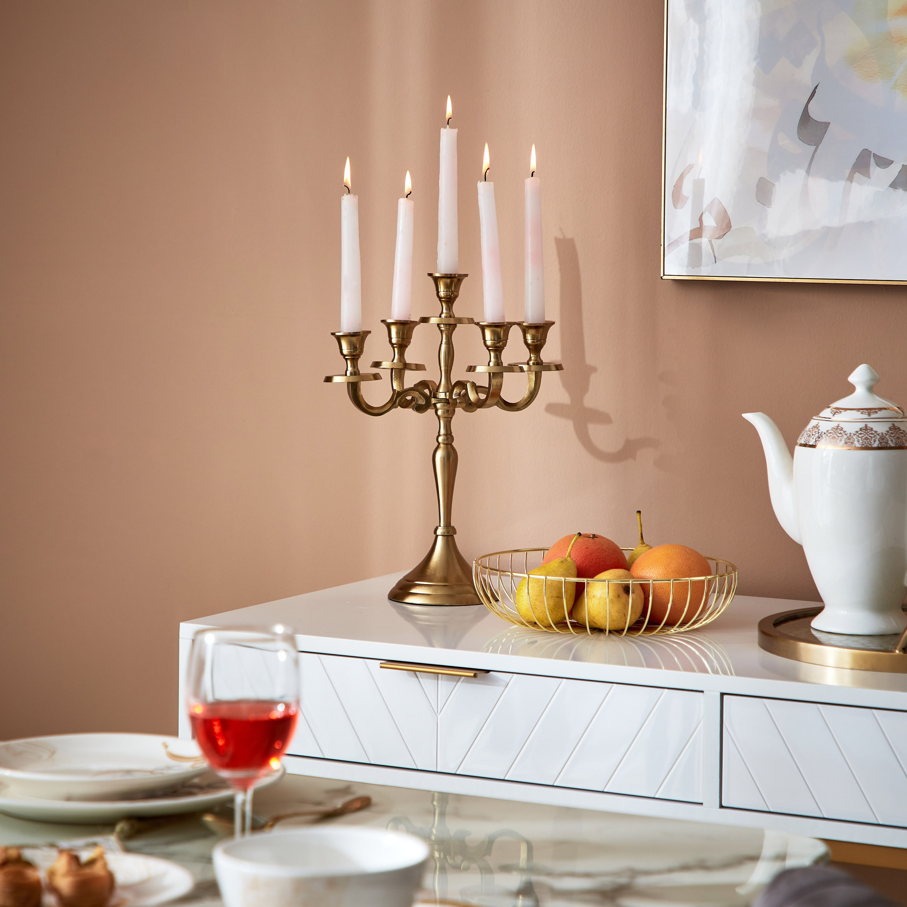 حامل شموع معدني 5 أذرع من أورازي - 26x26x32 سم-hbxlivingroom-decorandaccessories-candleholders-image-6