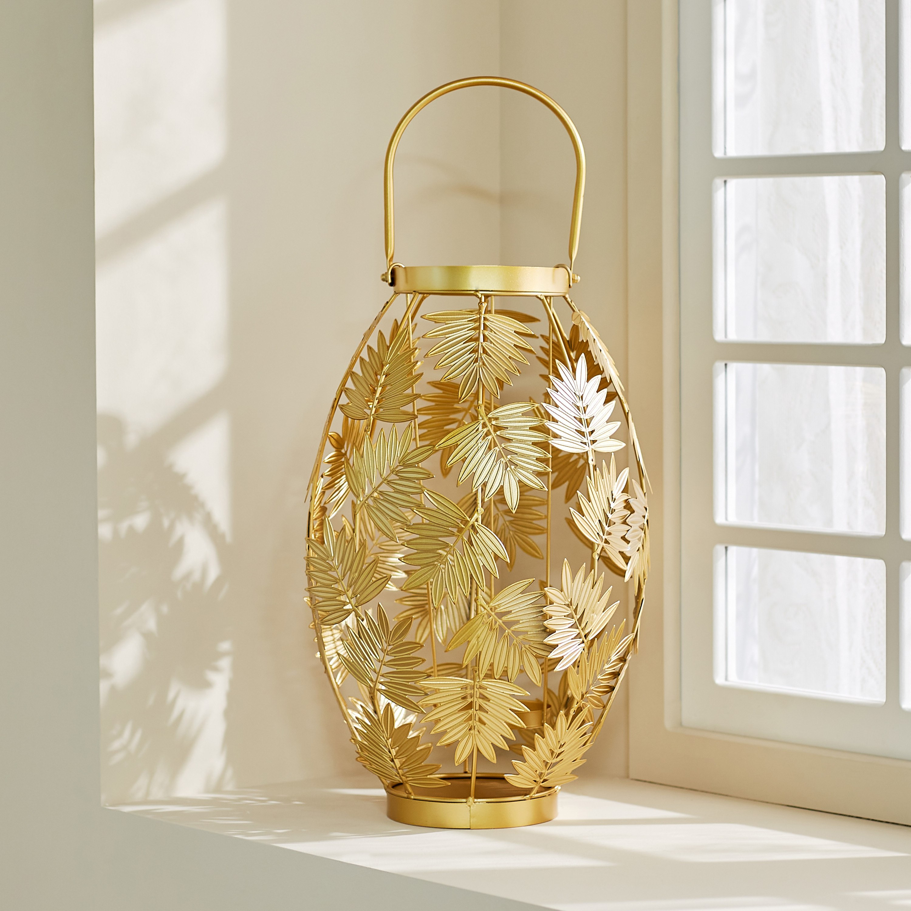 Greg Metal Palm Candleholder - 28x28x46.5 cm-hbxlivingroom-decorandaccessories-candleholders-image-1