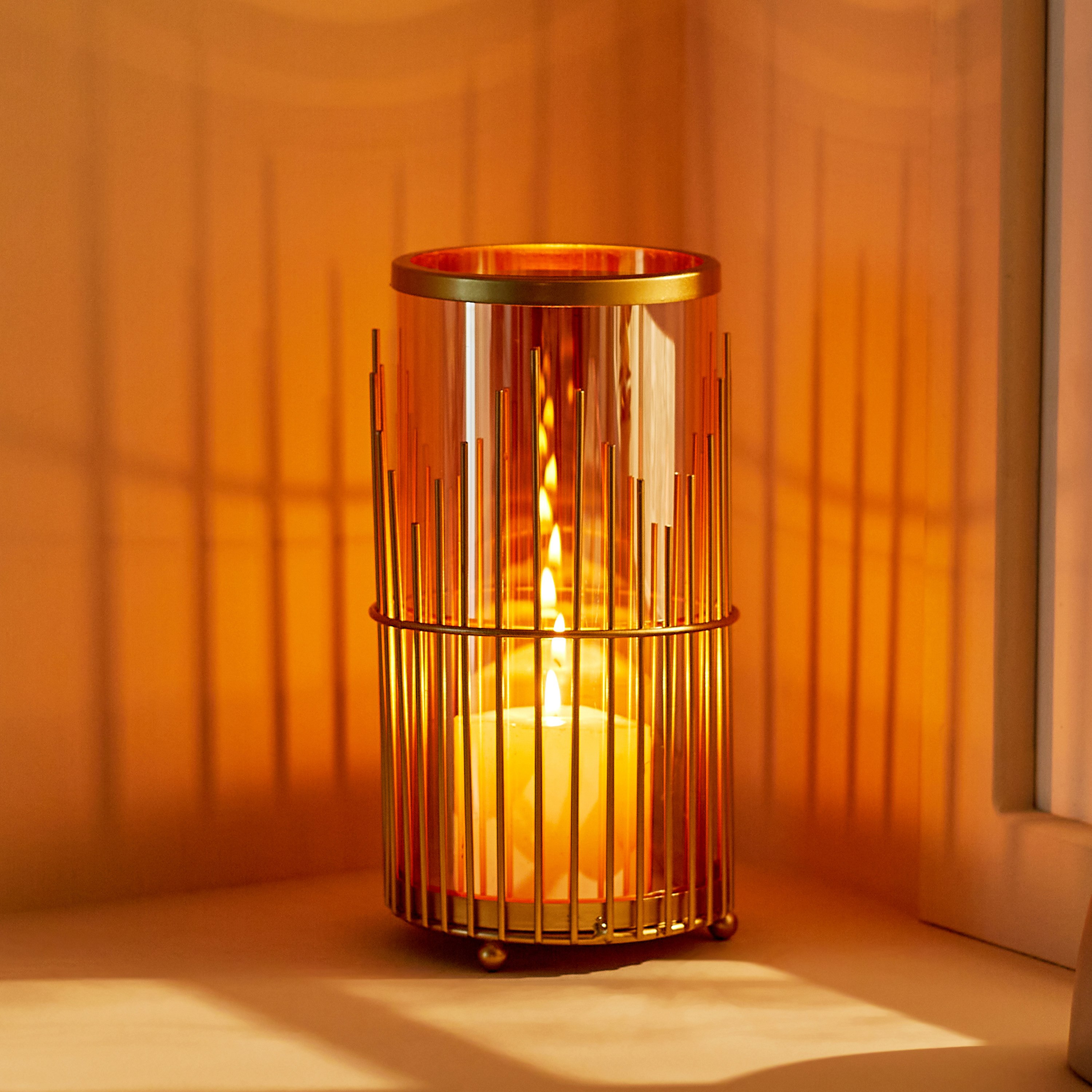 حامل شموع فوتيف معدن وزجاج من جريج - 13x13x26 سم-hbxlivingroom-decorandaccessories-candleholders-image-2