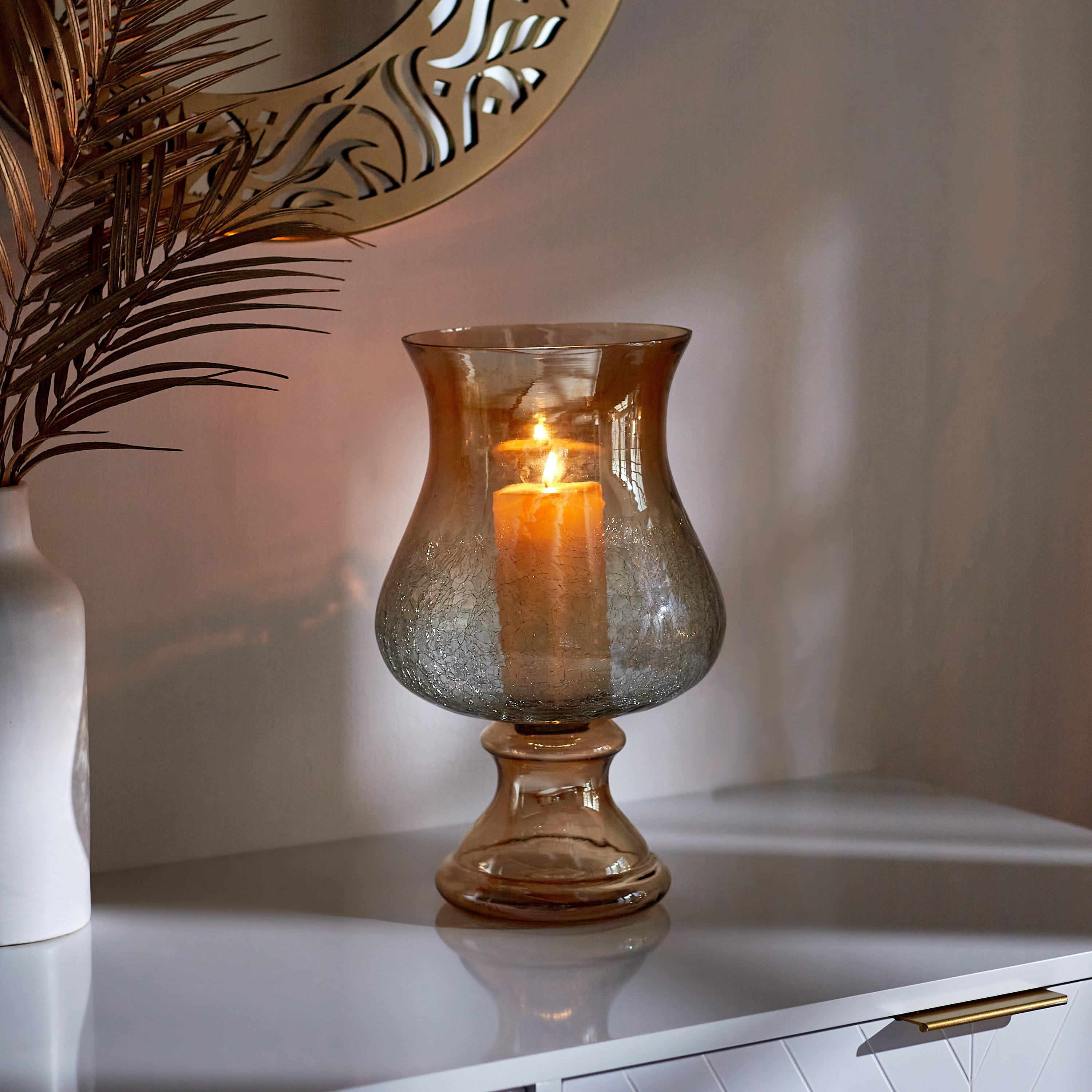 حامل شموع ديكور زجاج من درو - 20x32.5 سم-hbxlivingroom-decorandaccessories-candleholders-image-1