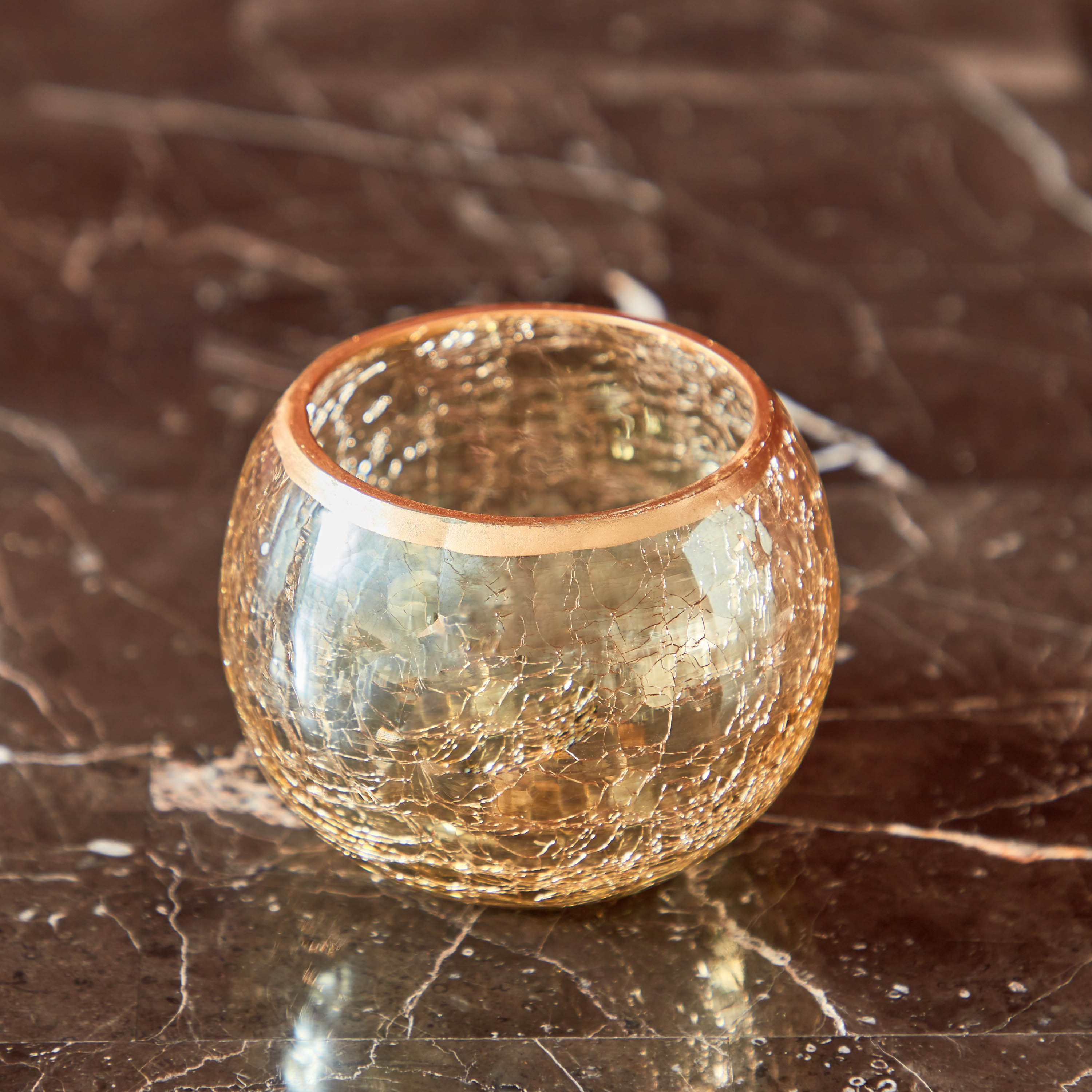 Drew Glass Belissimo Crackled Tealight Holder - 8.5x8.5x6 cm-hbxlivingroom-decorandaccessories-candleholders-image-2