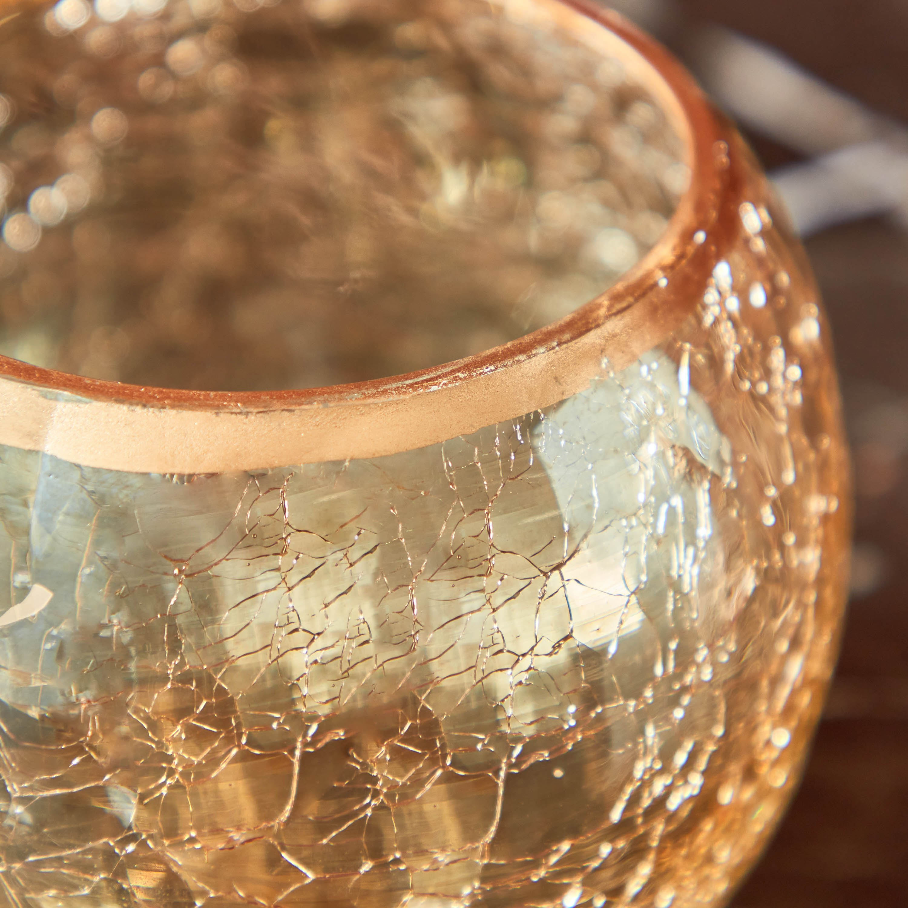 Drew Glass Belissimo Crackled Tealight Holder - 8.5x8.5x6 cm-hbxlivingroom-decorandaccessories-candleholders-image-3