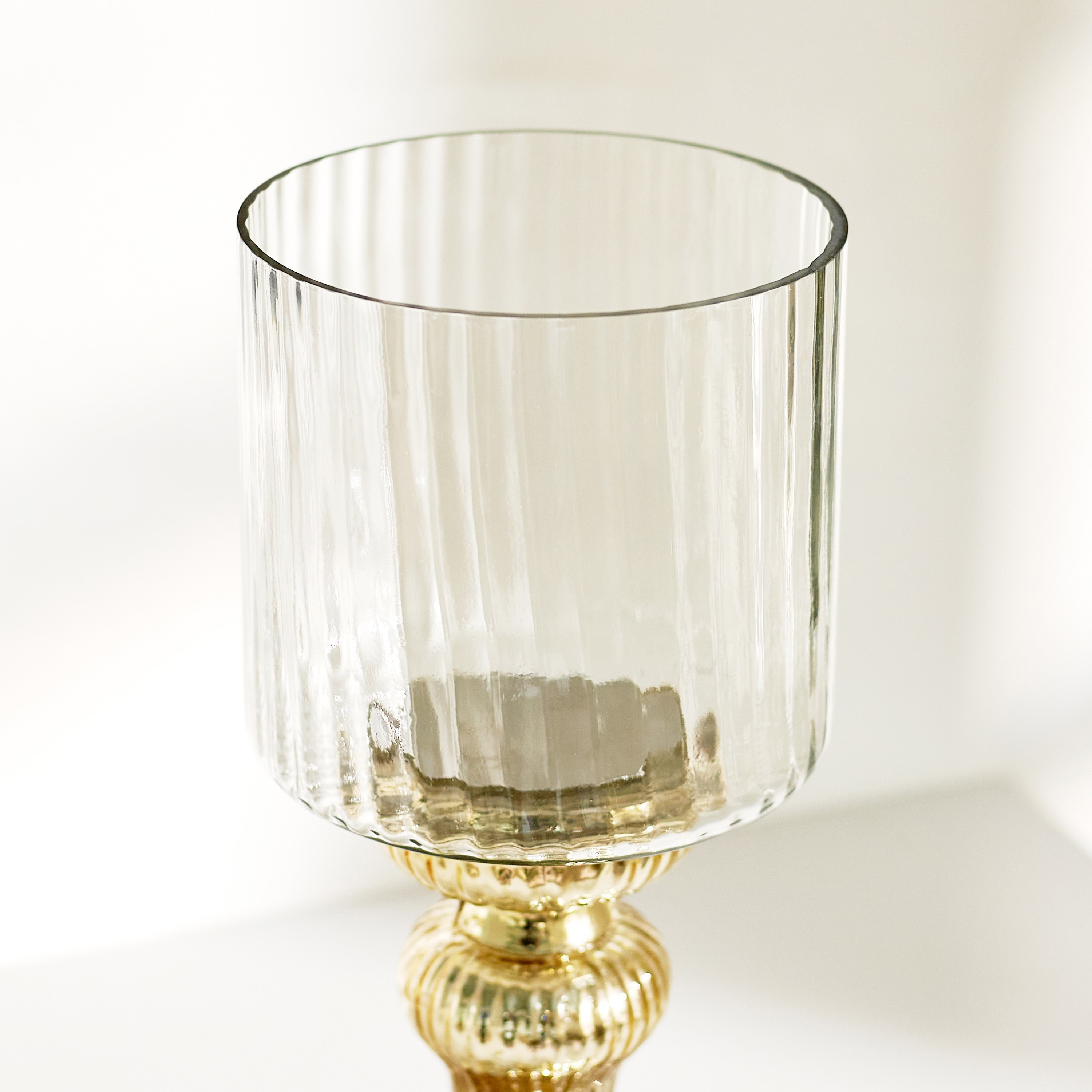 حامل شموع هوريكين زجاج طويل مضلع من درو - 15x39.5 سم-hbxlivingroom-decorandaccessories-candleholders-image-3
