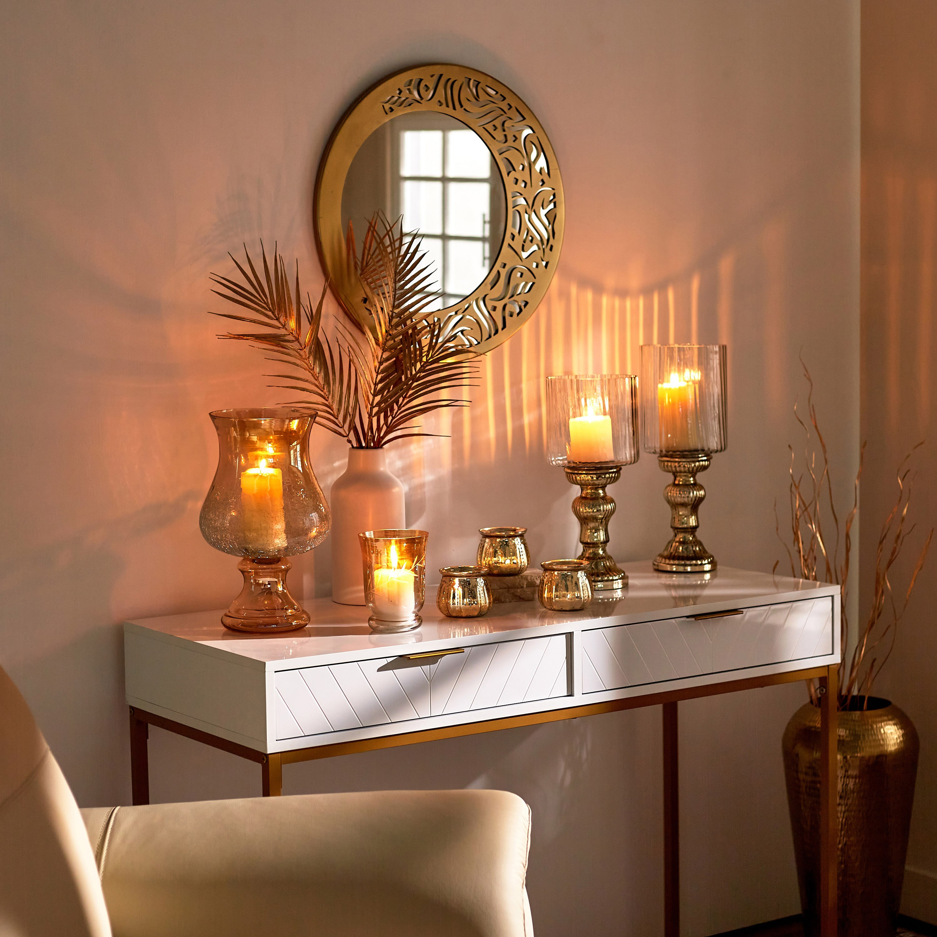 حامل شموع هوريكين زجاج طويل مضلع من درو - 15x39.5 سم-hbxlivingroom-decorandaccessories-candleholders-image-5