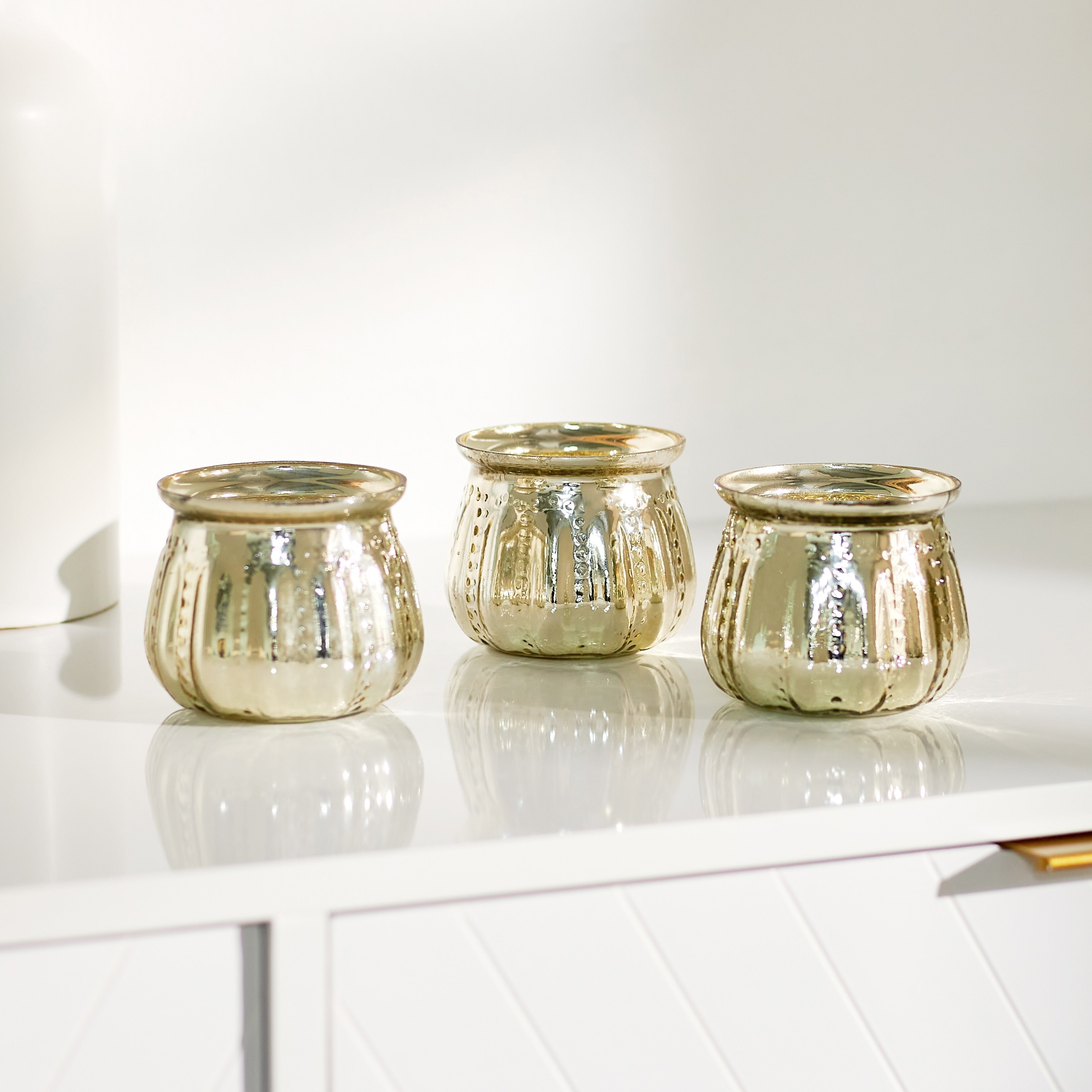 Drew 3-Piece Ribbed Glass Candleholder Set - 9x7 cm-hbxlivingroom-decorandaccessories-candleholders-image-2